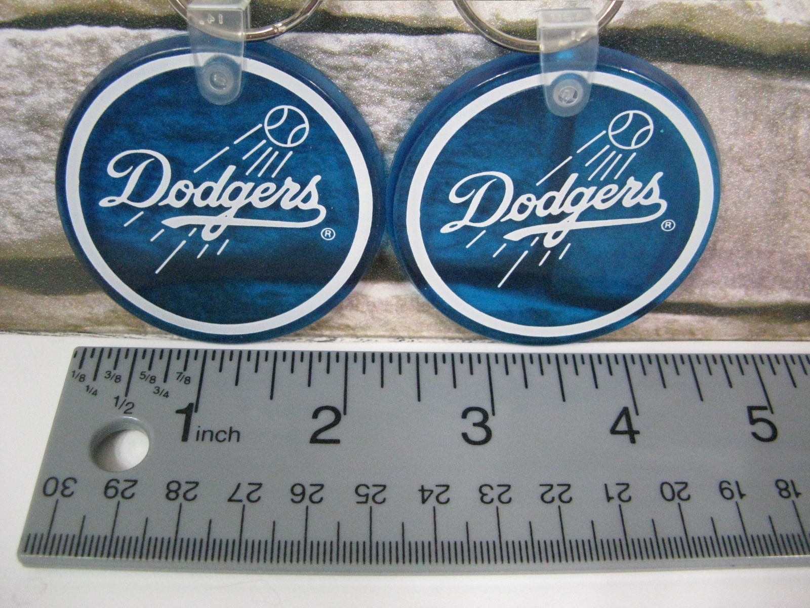 Los Angeles Dodgers Baseball 2 Vintage Keychains Transparent Blue Rubber Vinyl