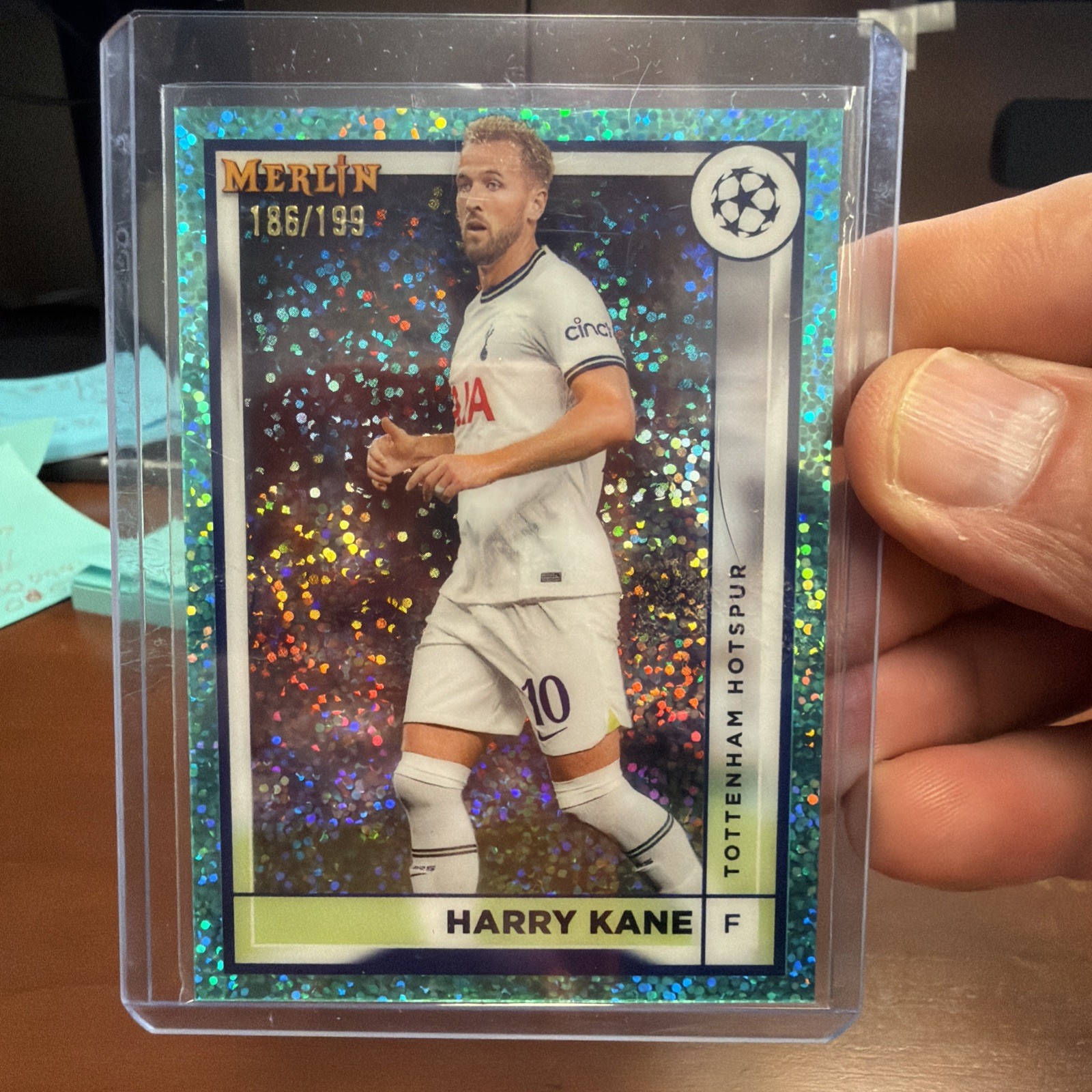 2022-23 Harry Kane Topps Merlin Aqua Speckle Refractor /199 #137 England