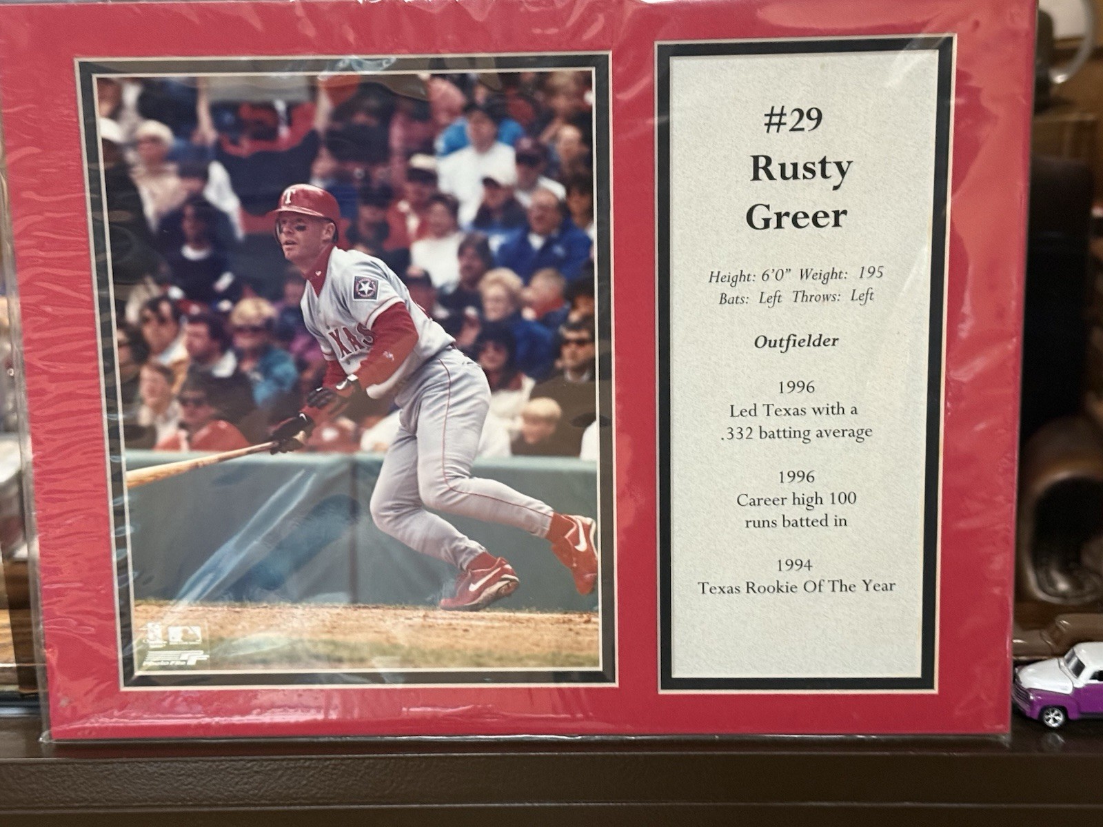 1996 Texas Ranger Rusty Greer Memorabilia