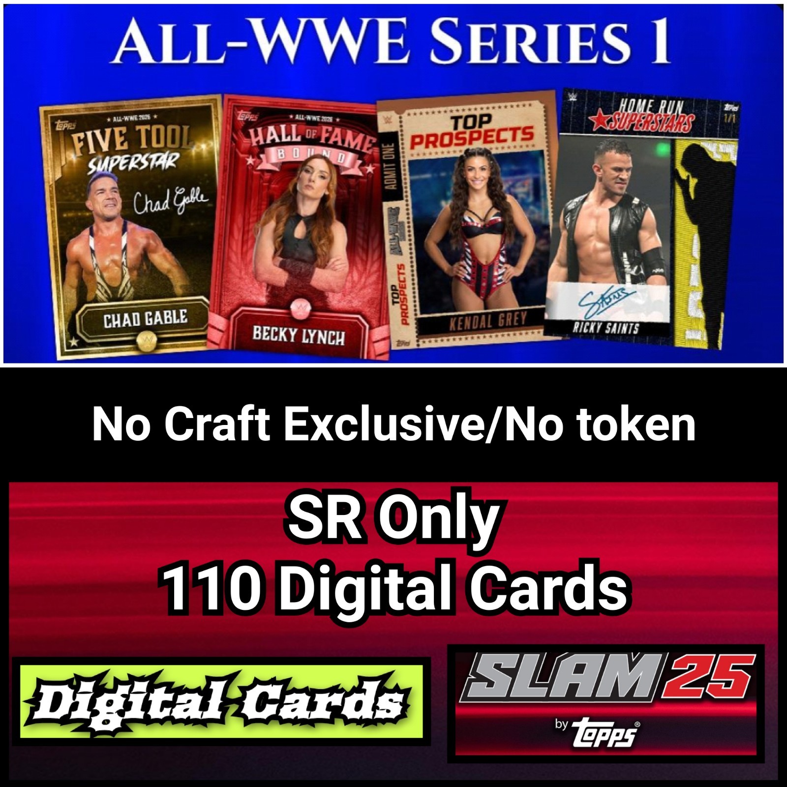 Topps WWE Slam All-WWE 26 SR Only No Crafting Exclusive No Token 110 Card Set