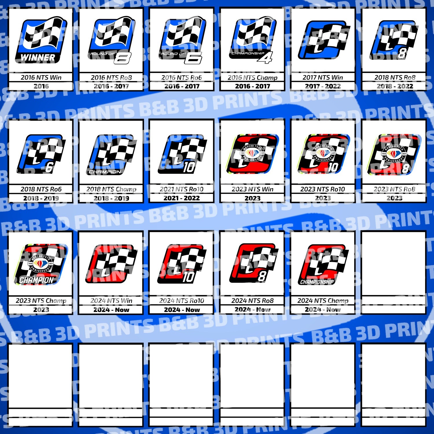 NASCAR 1:1 Custom Win Stickers 1/24 Diecast 75th All Star Clash Cup Playoffs