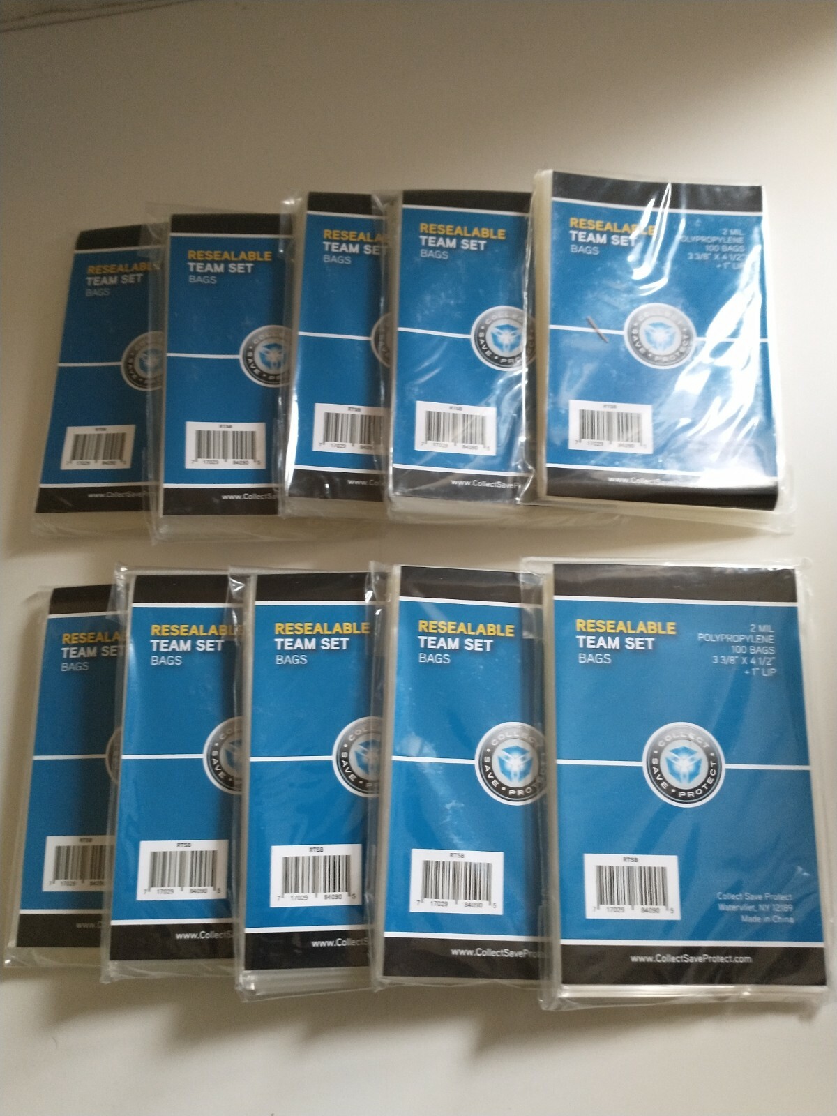 CSP Team Set Bags 100ct Resealable Lot Of 10 No PVC NIP 3 3/8×4 1/2 + 1″ lip