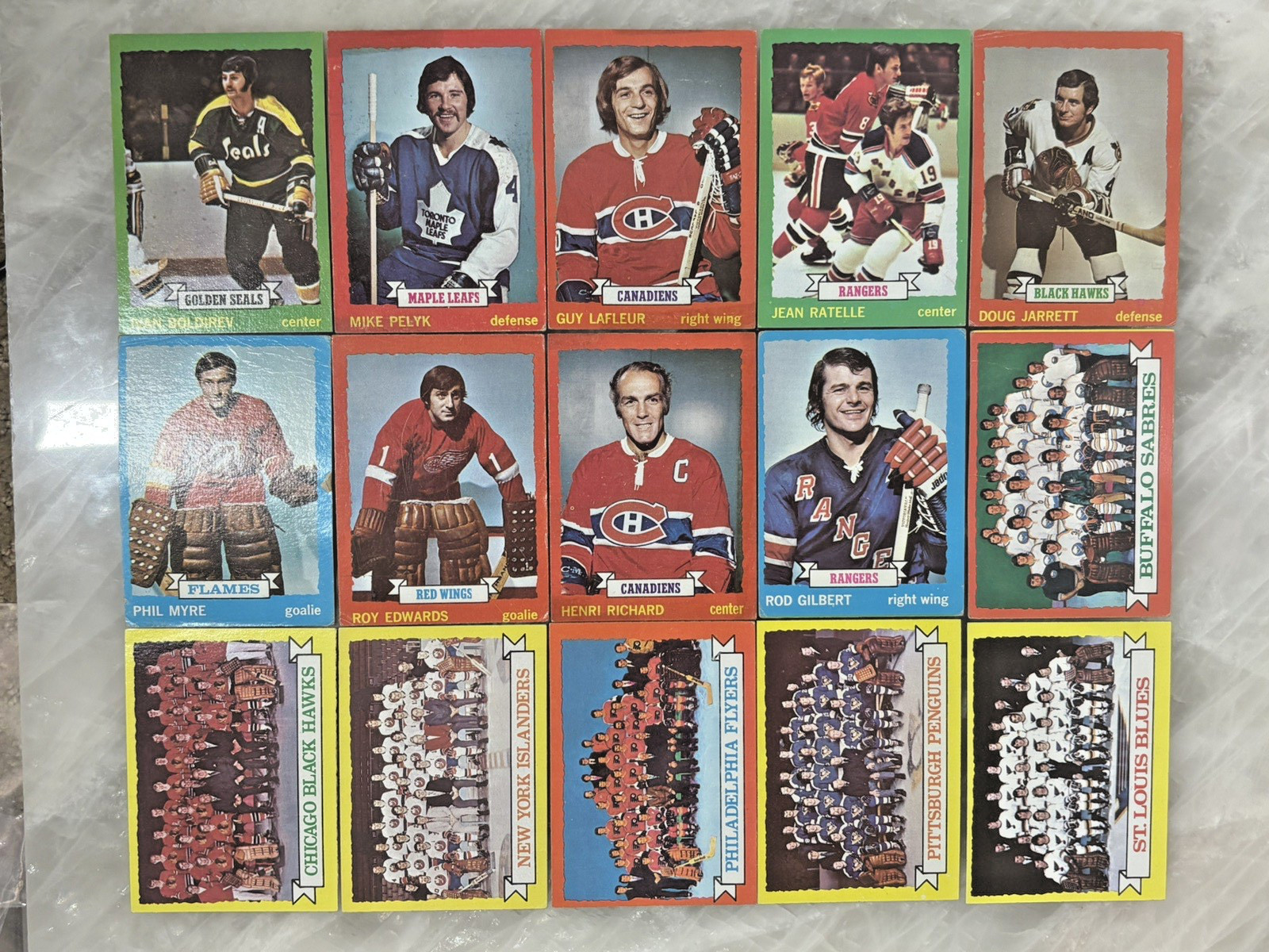 vintage 1973-74 topps hockey cards partial set 76/198 SEE PHOTOS VG w/ HOFers