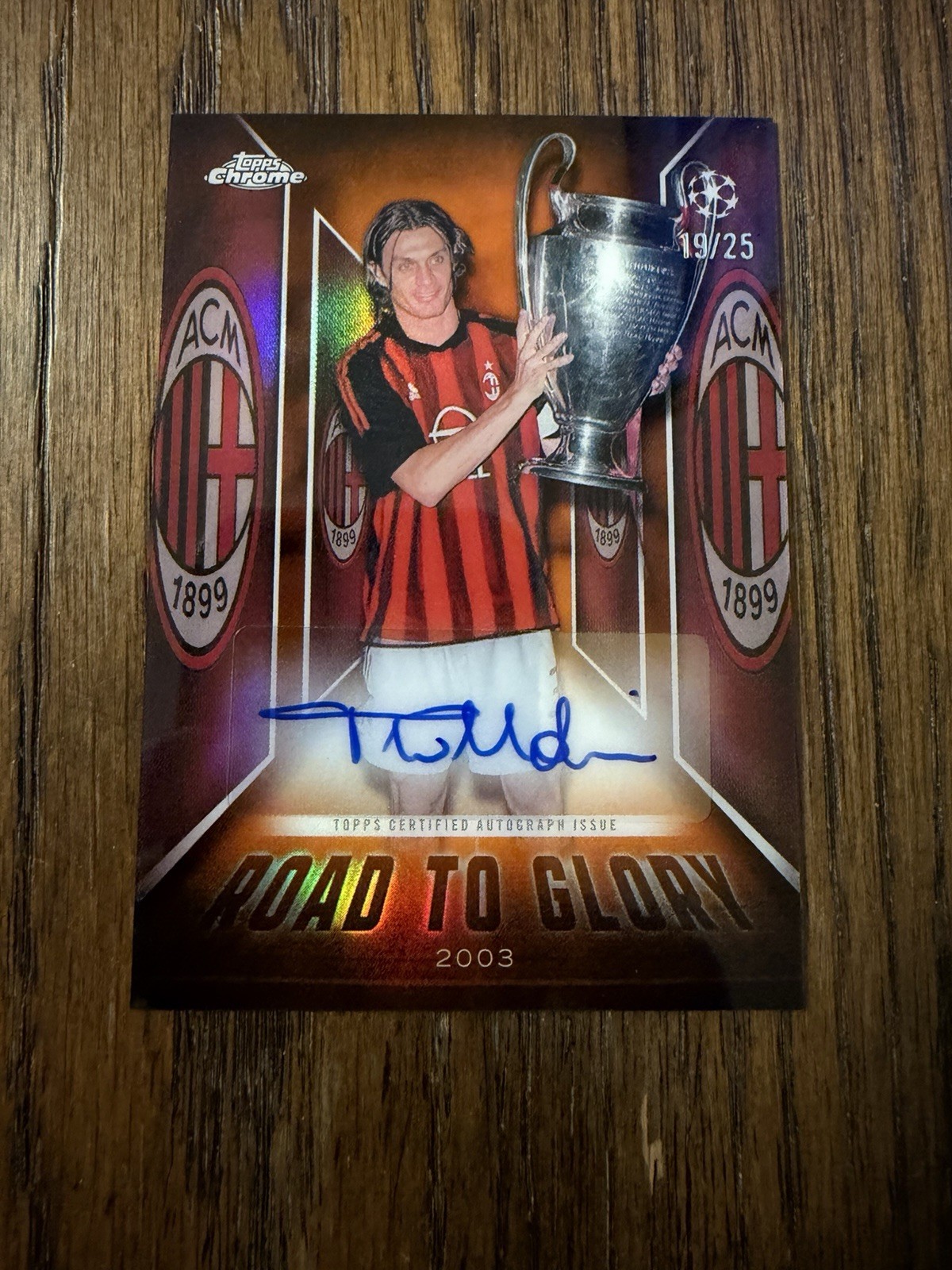 2025-26 Topps Chrome UEFA Paolo Maldini Road To Glory Auto Orange #/25 AC Milan