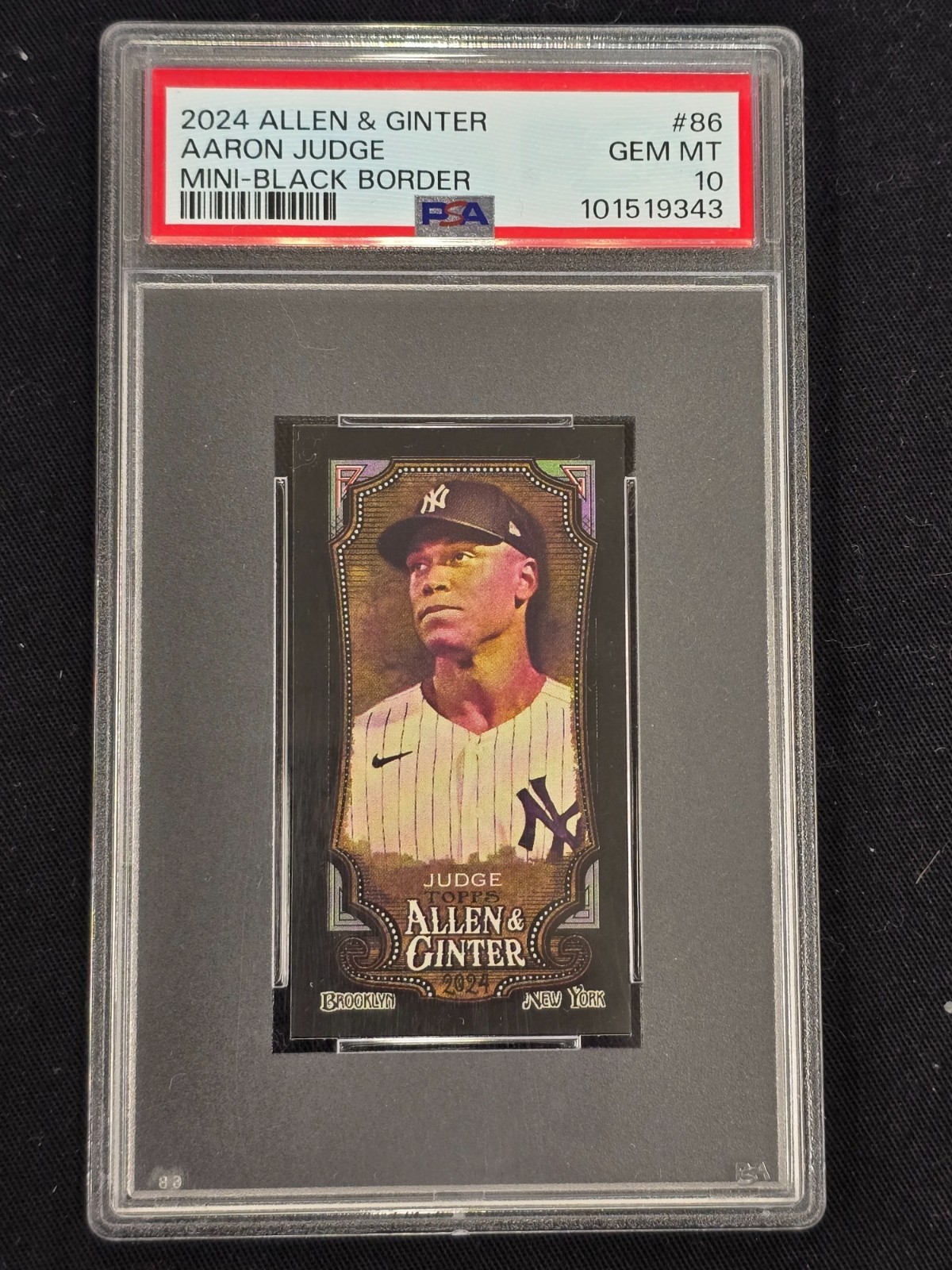 2024 Allen & Ginter #86 Aaron Judge Mini-Black Border PSA 10 pop 2