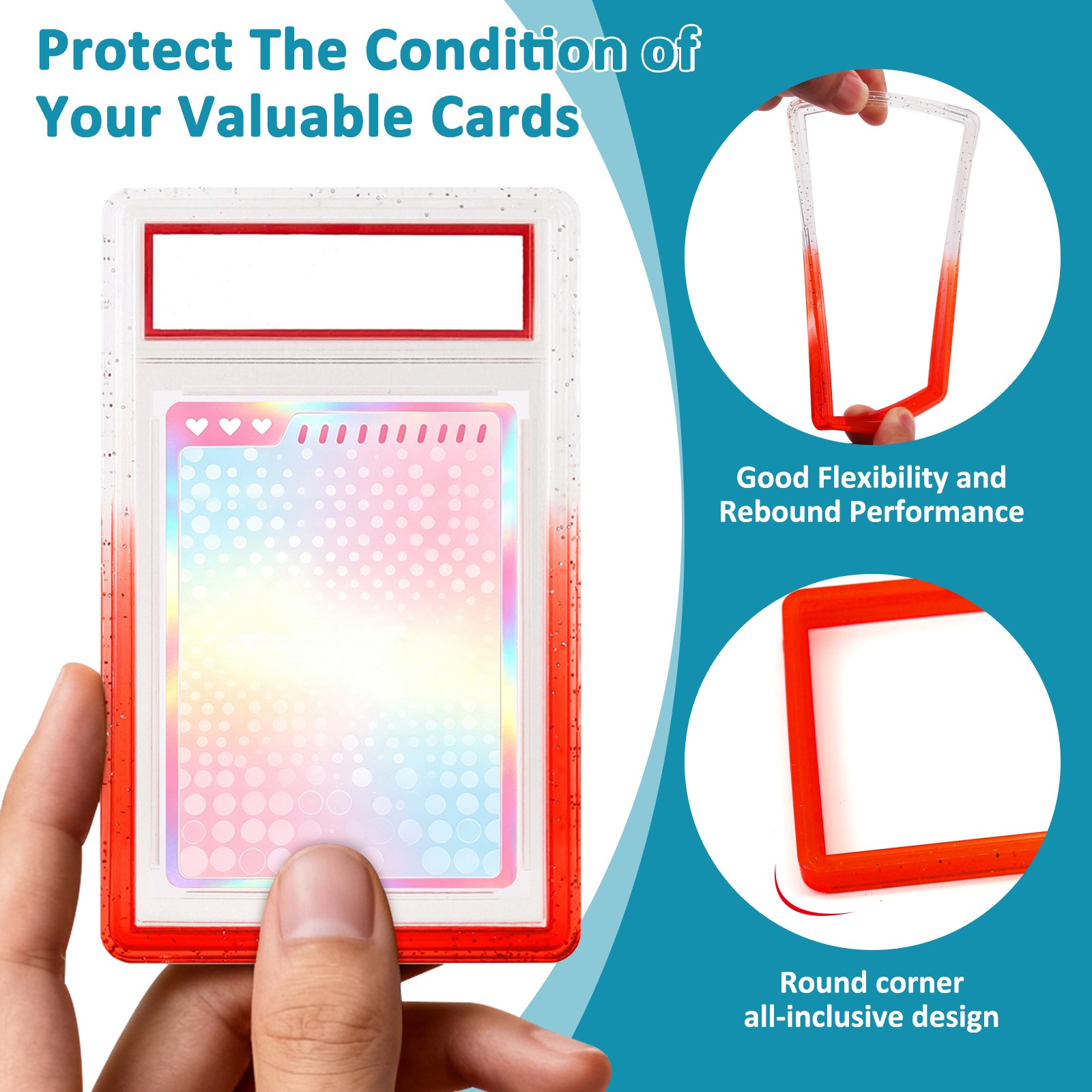 6-60Pcs TPU Gradient Color Bumper Guard Slab Edge Protector For PSA Graded Cards