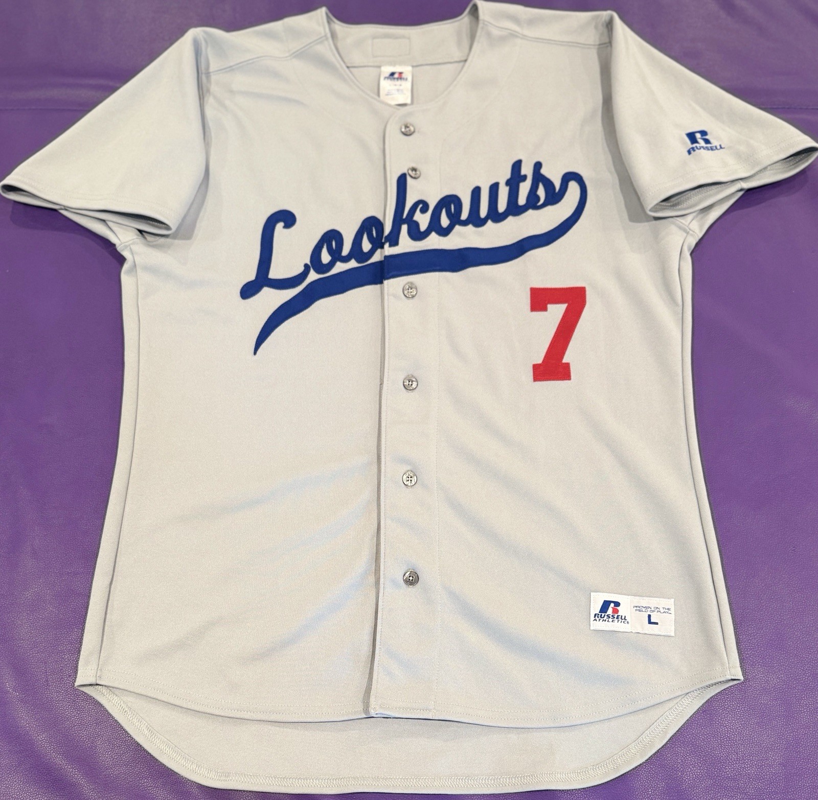 Game Used/Worn Chattanooga Lookouts MiLB(LA Dodgers MLB) #7 Russell Jersey Large