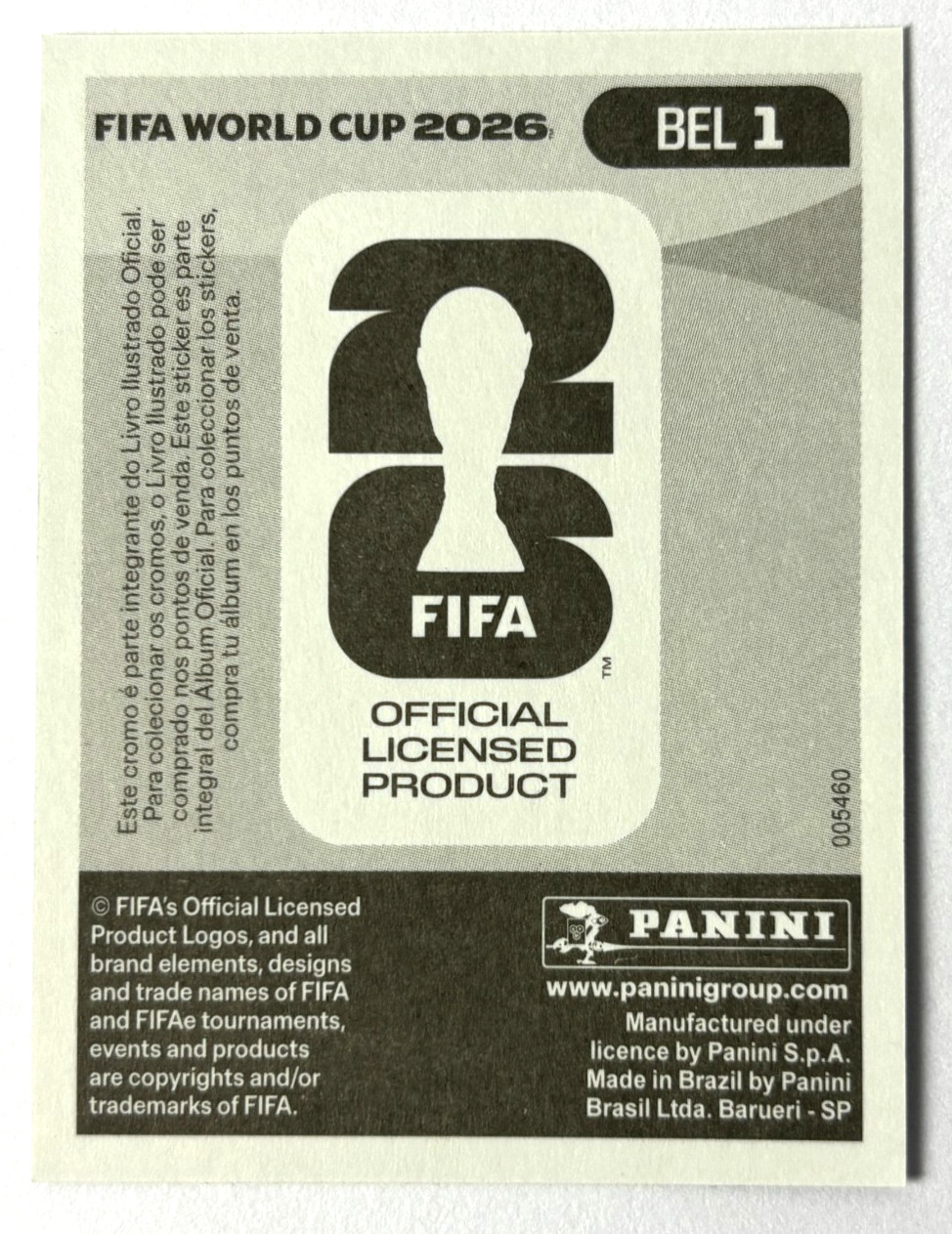2026 FIFA WC USA Panini Sticker #489 BEL 1 BELGIUM SHIELD Brazil Edition