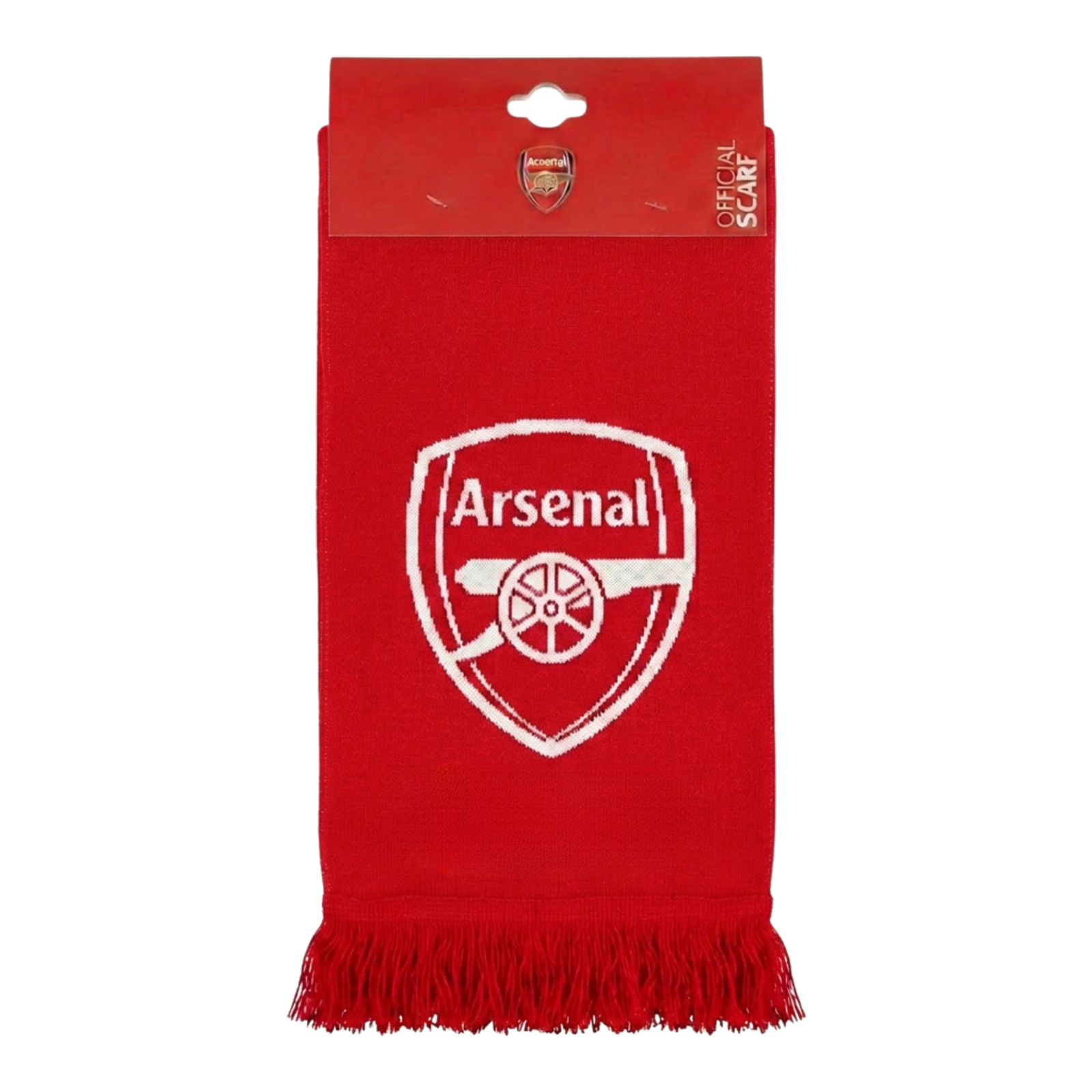 Official Arsenal FC EPL Champions 2025/26 Soccer Scarf Red White Gold Knit Fring