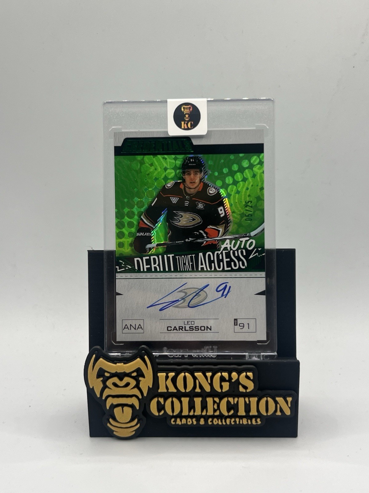 LEO CARLSSON 2023-24 UD CREDENTIALS GREEN DEBUT TICKET ACCESS AUTO RC /25