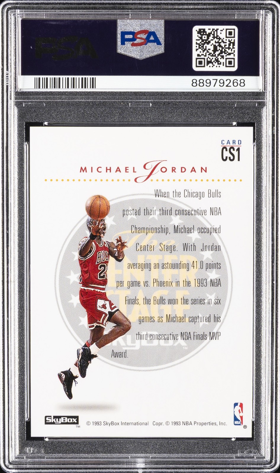 1993 SKYBOX PREMIUM CENTER STAGE #CS1 MICHAEL JORDAN PSA 9