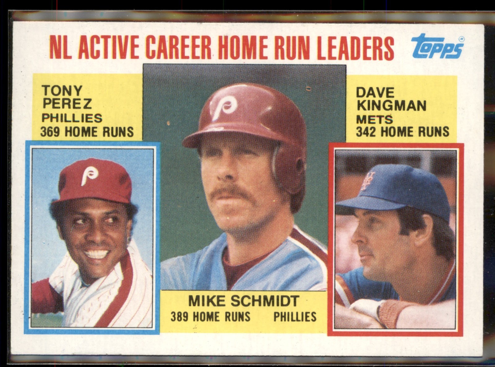 1984 Topps – Career Leaders Tony Perez, Mike Schmidt, Dave Kingman #703 – NM – B