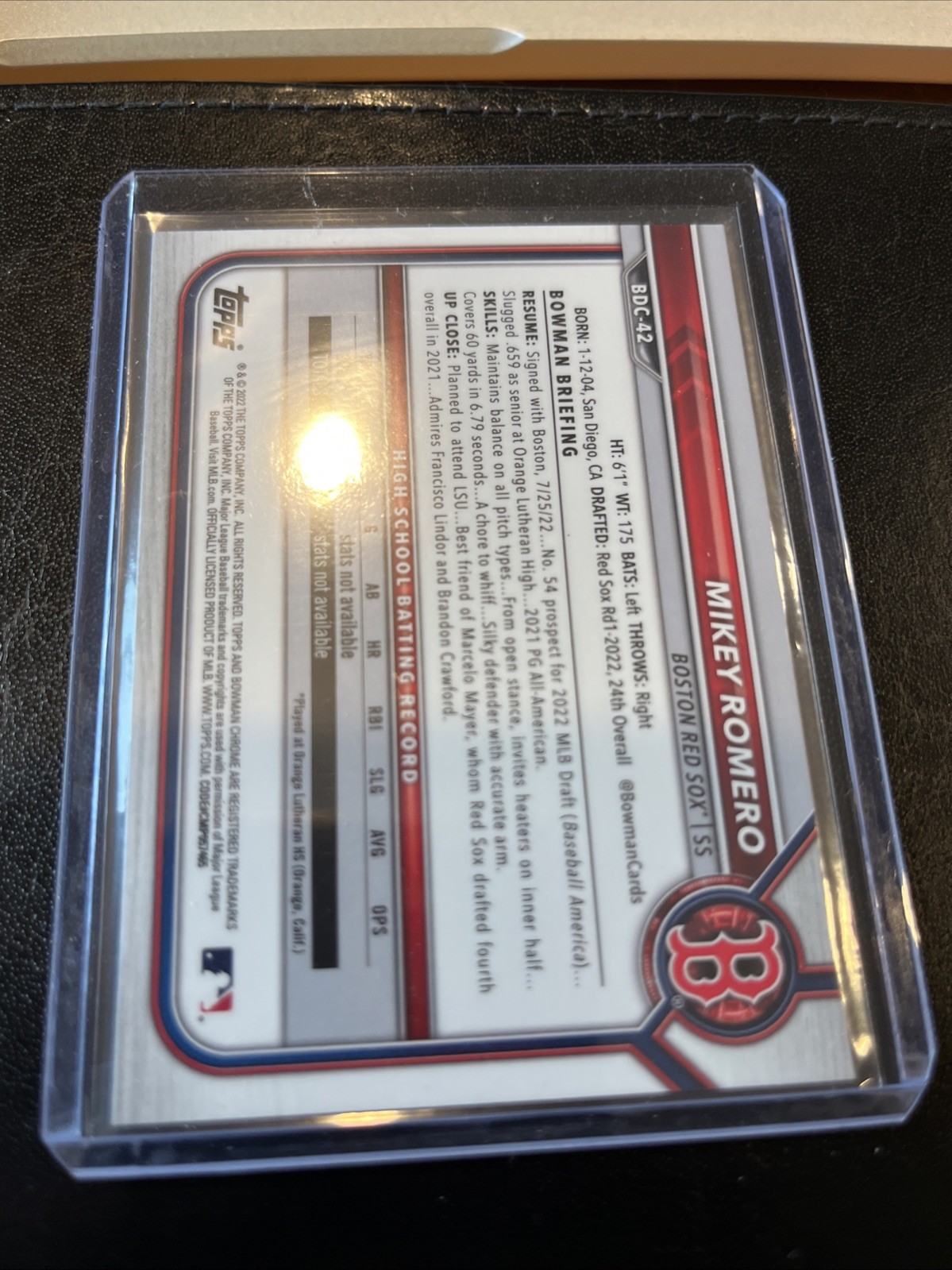 2022 Bowman Chrome Draft Sapphire Edition – Mikey Romero #BDC-42 (RC)