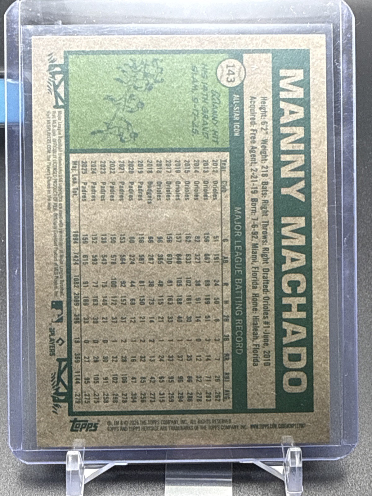 2026 Topps Heritage Manny Machado #143 San Diego Padres ALL STAR ICON SP