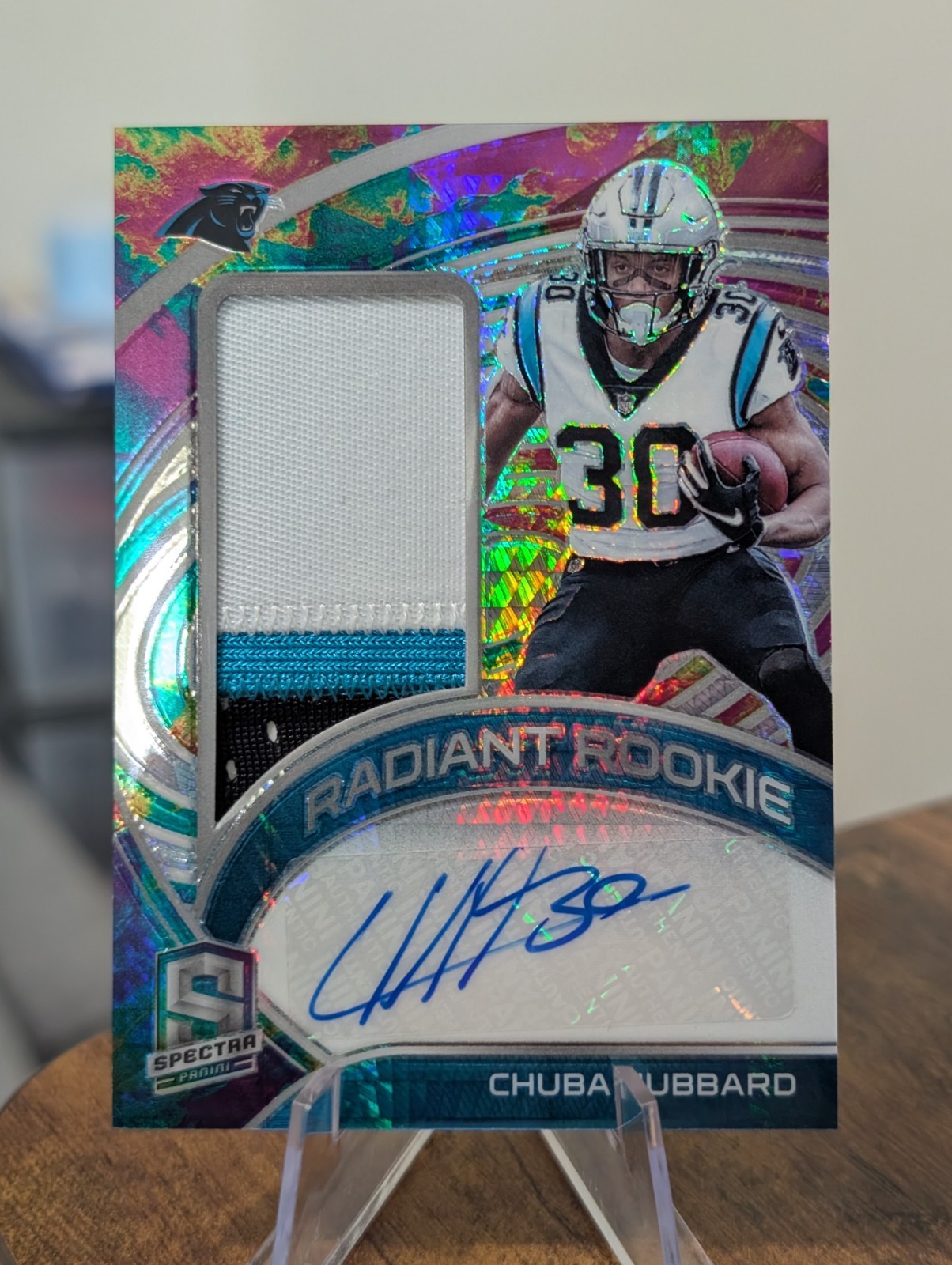 2021 Panini Spectra – Radiant Rookie Chuba Hubbard RPA /75 Panthers