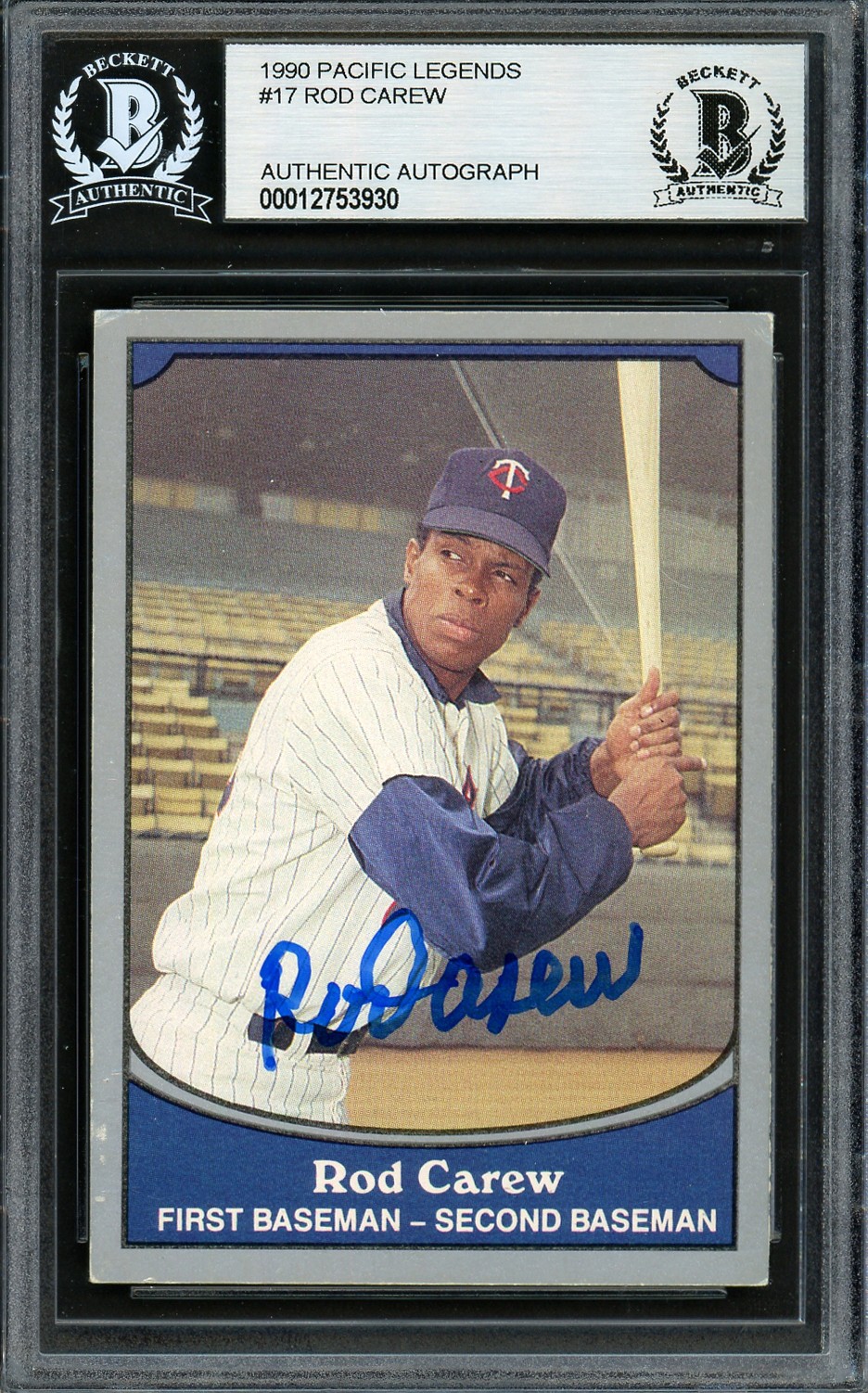 Rod Carew Autographed Signed 1990 Pacific Card 17 Minnesota Twins Beckett
