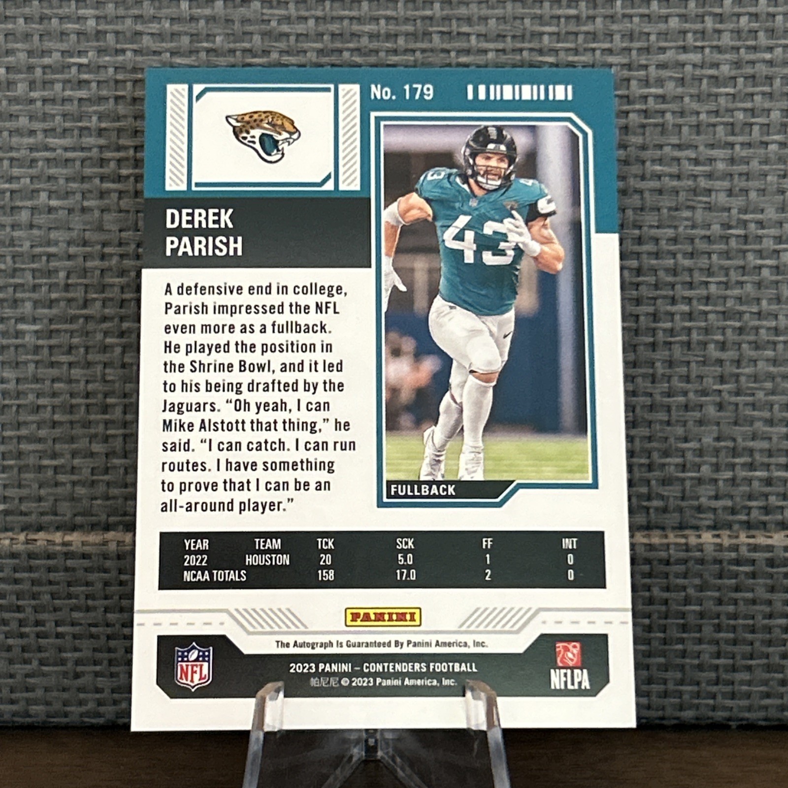 2023 Panini Contenders Derek Parish Rookie Ticket Auto RC Jaguars #179