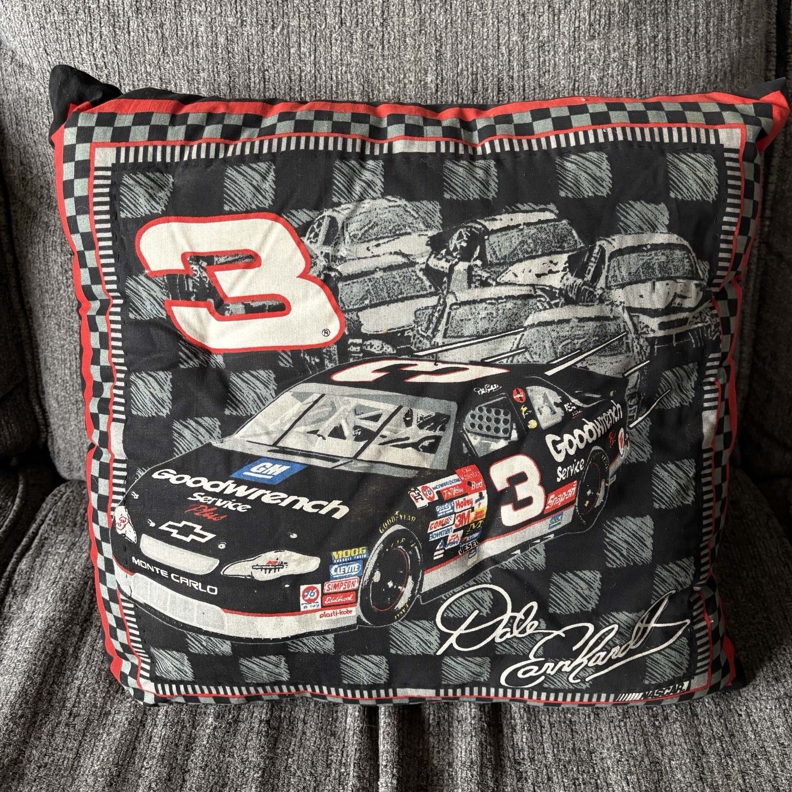 Vintage 90s Dale Earnhardt #3 Throw Pillow Nascar Racing Goodwrench Decoration