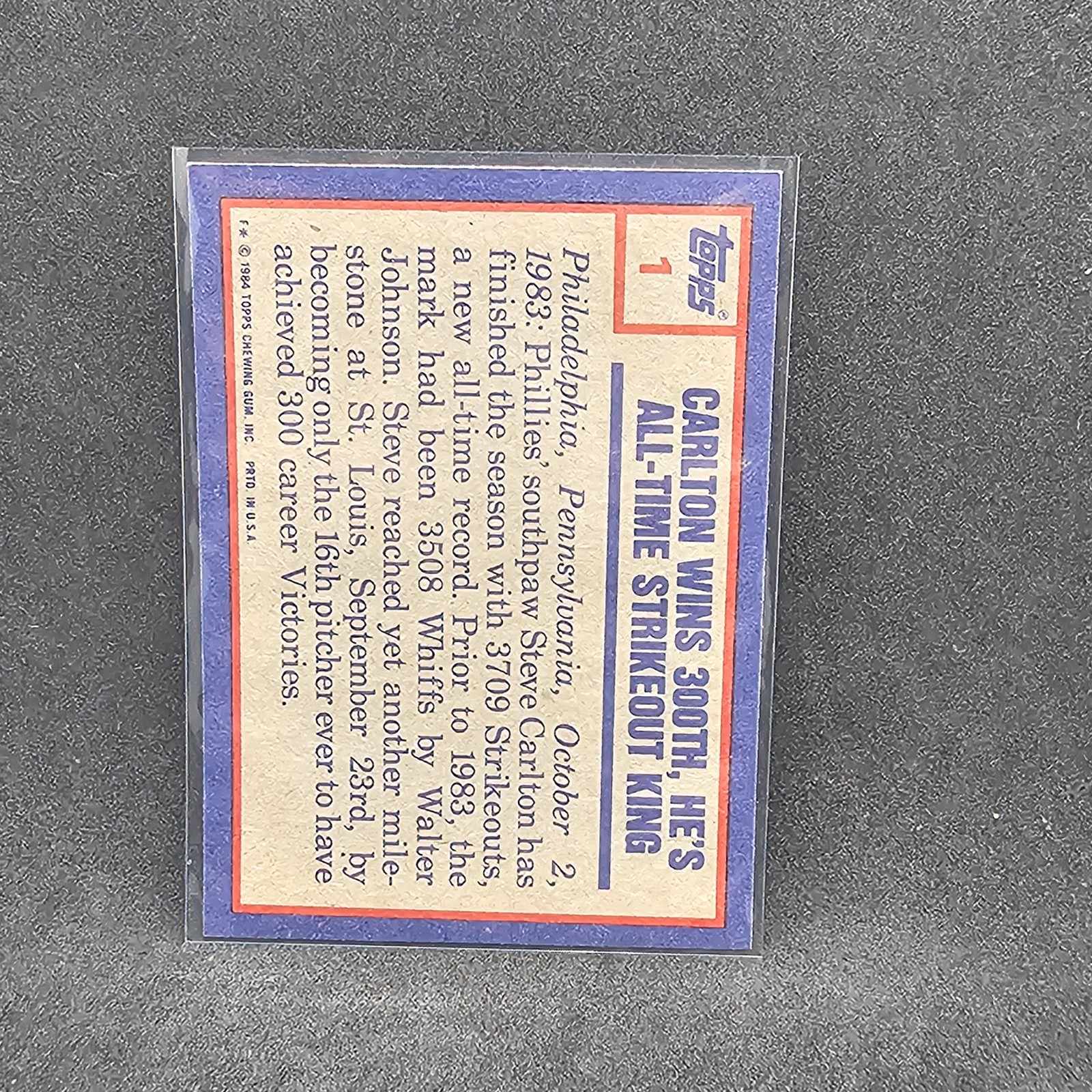 1984 Topps – 1983 Highlight Steve Carlton #1