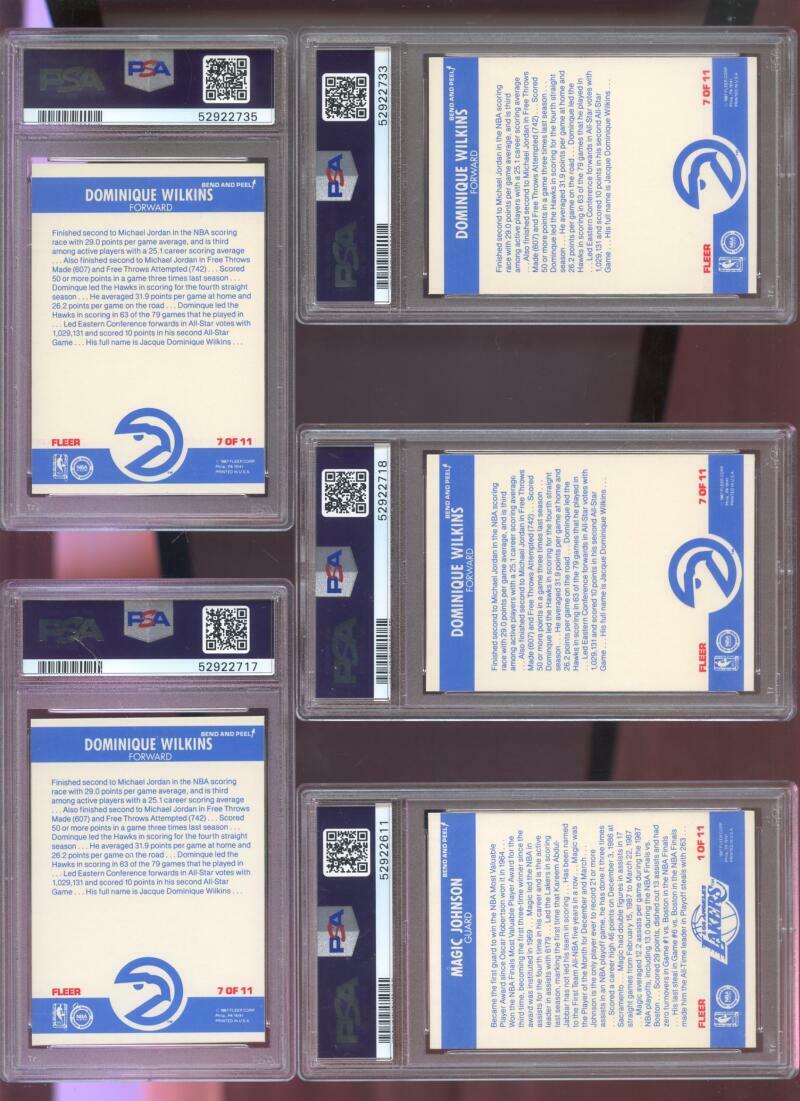 1987-88 Fleer #7 Dominique Wilkins Sticker PSA A Graded Basketball Card Wilkens