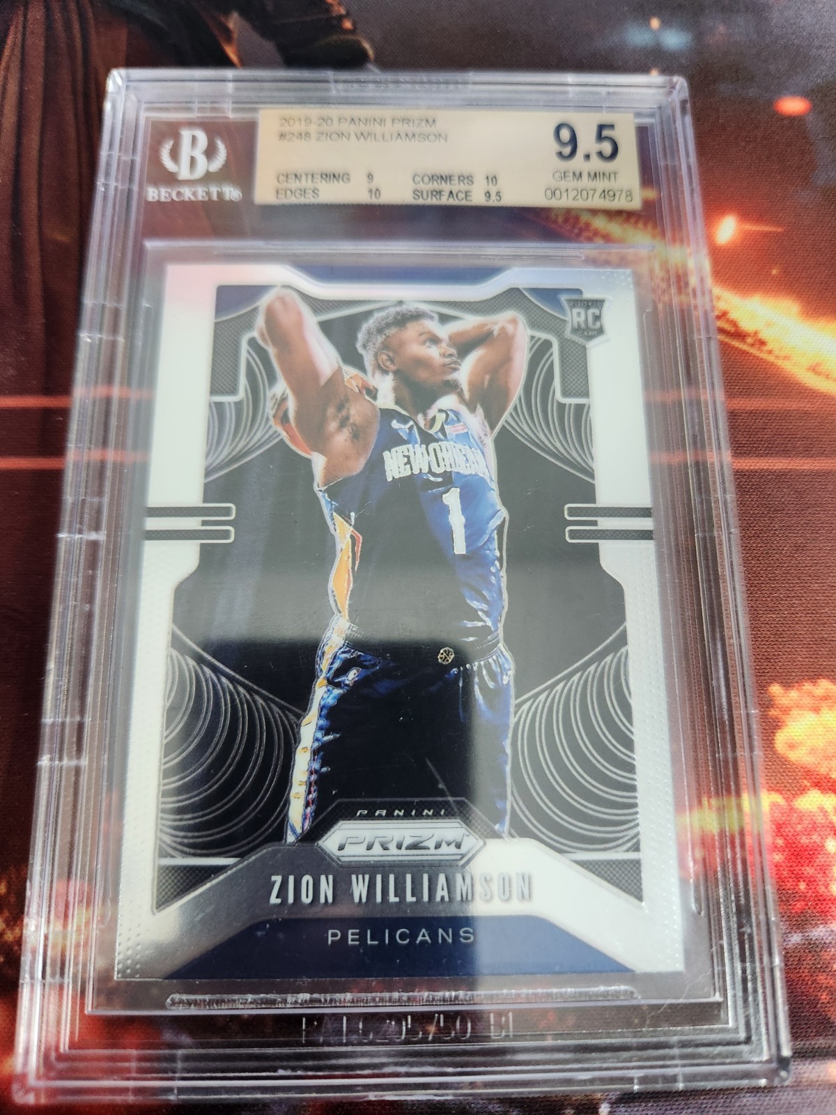 Zion Williamson Rookie 2019-20 Panini Prizm #248 BGS Grade 9.5 Free Shipping
