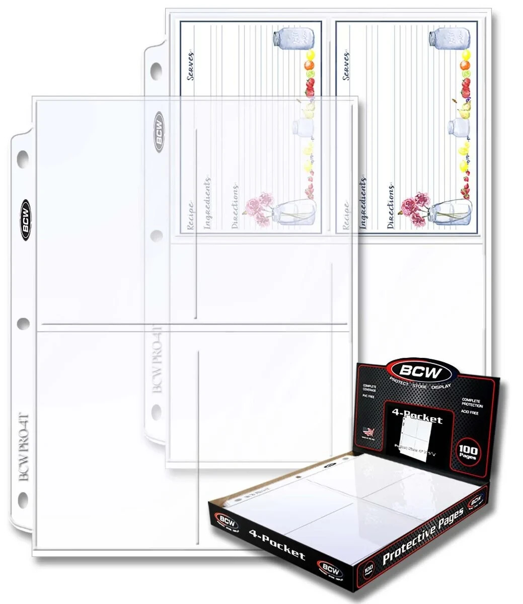25 pack BCW 4 Pocket Photo Postcard Album Pages 3.5″ x 5.25″ Acid Free Archival