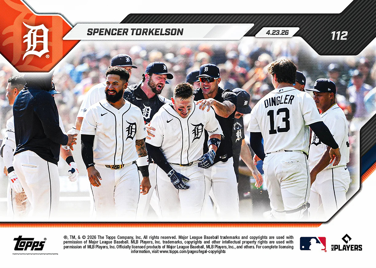 2026 Topps Now Spencer Torkelson Tigers 1st Walk-Off HR Series Win #112 MD3