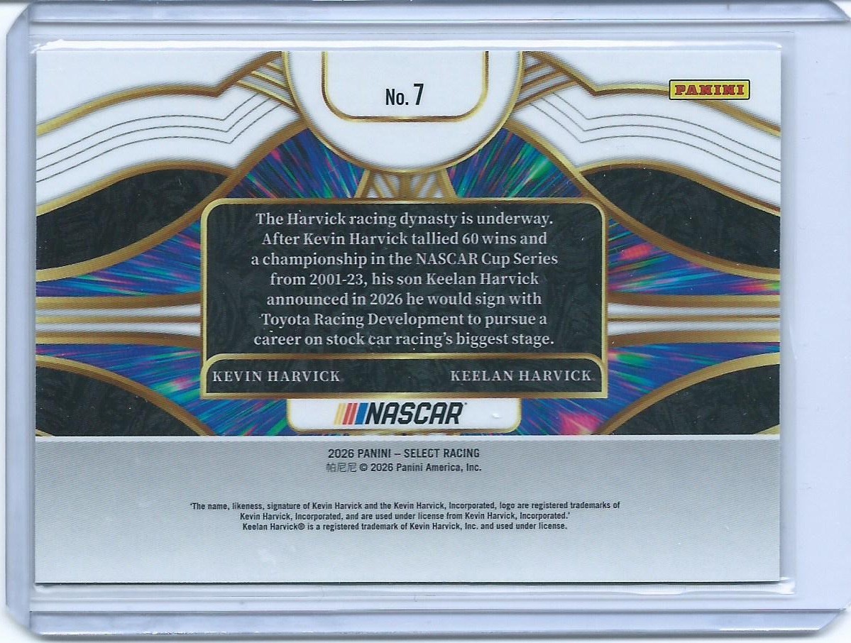 2026 Panini Select Racing Kevin & Keelan Harvick Tandem Draft Insert #7