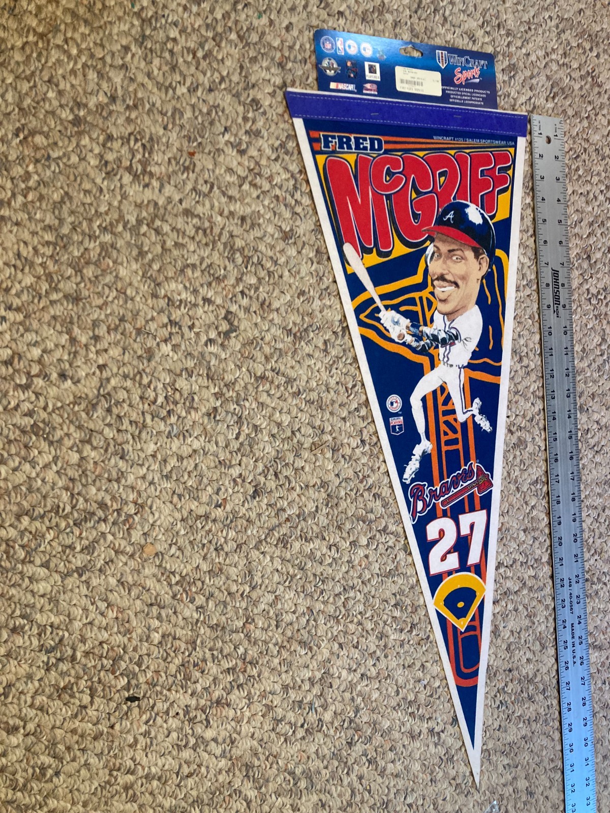 Fred Mcgriff ATLANTA BRAVES Full Size MLB Baseball CARACATURE Pennant -SHIP FAST