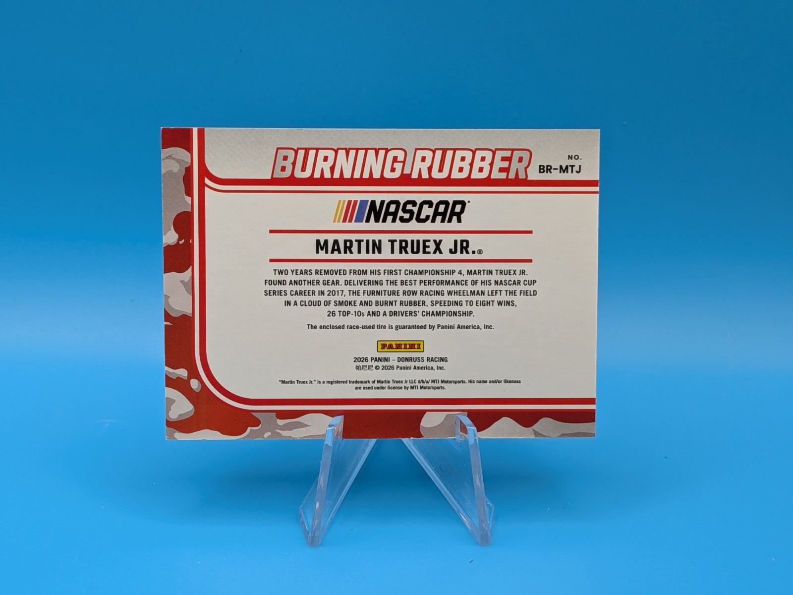 Martin Truex Jr 2026 Panini Donruss Racing NASCAR Burning Rubber Base Relic