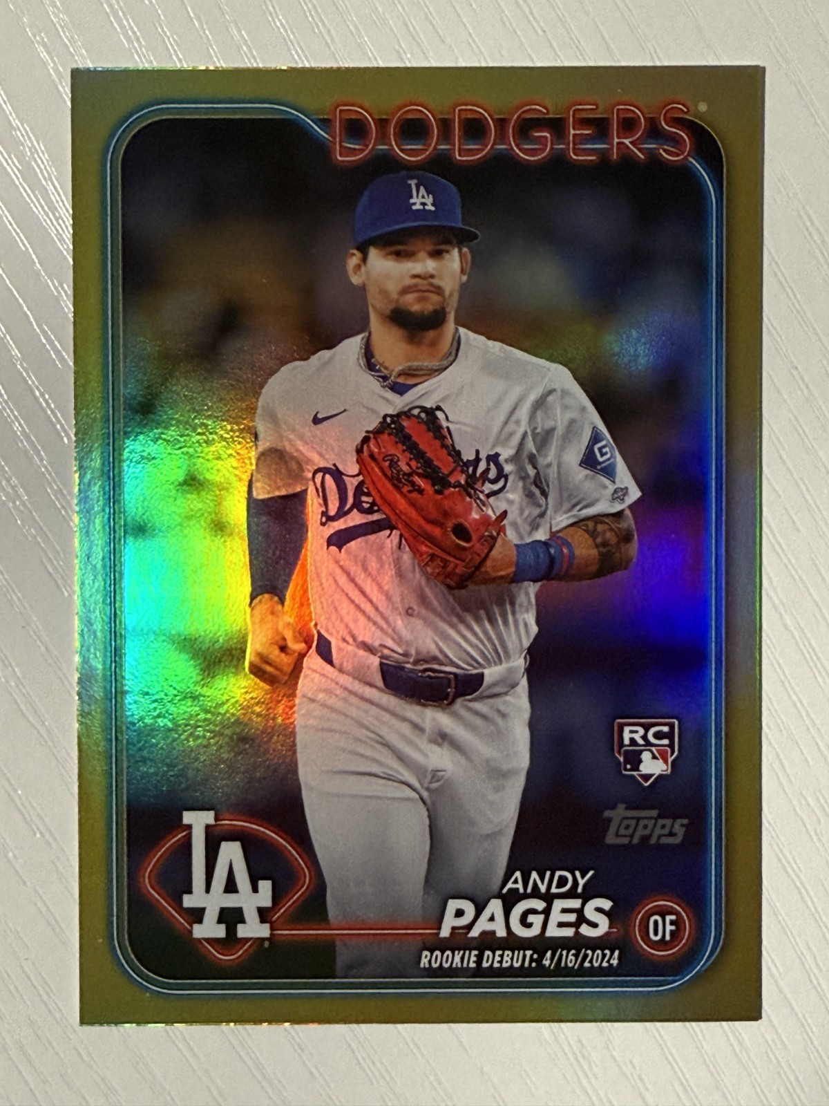 Andy Pages 2024 Topps Update Rookie Debut Gold Rainbow #US108 Dodgers