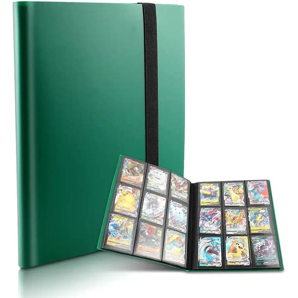360 Card Pocket Binder with Elastic 9 Pocket Trading Cards Album Folder, Green