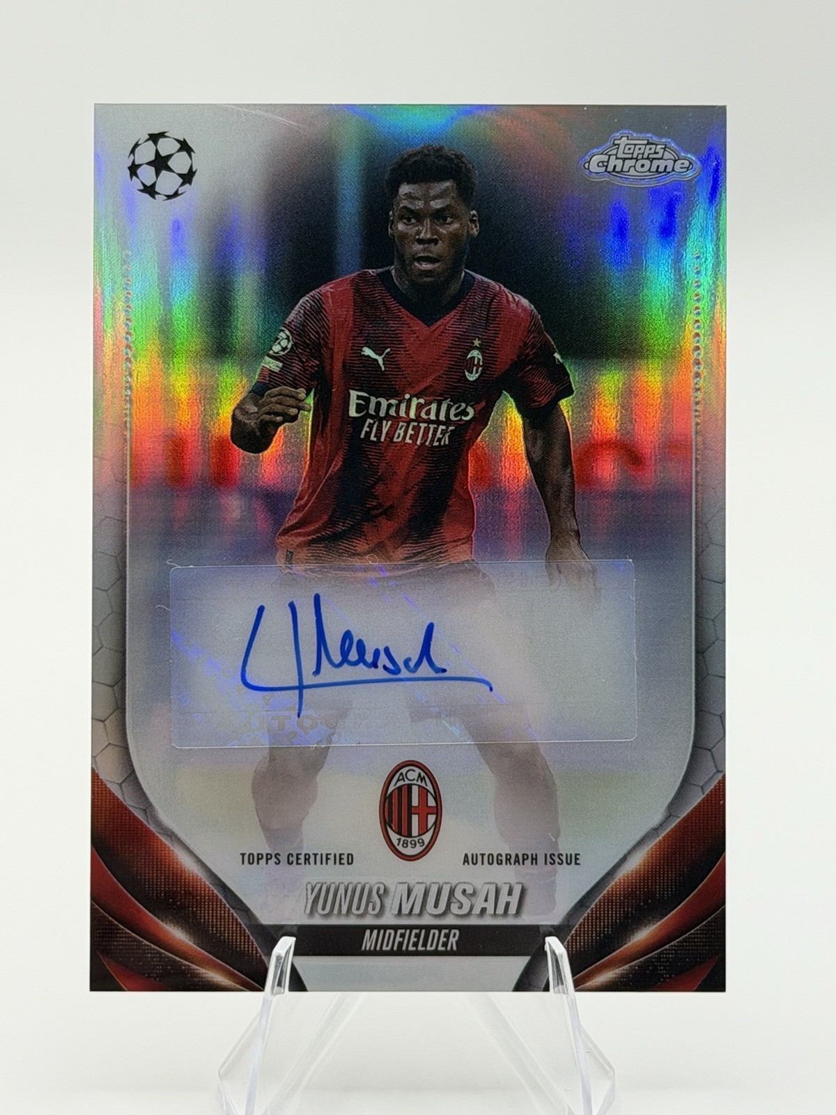 2024 Topps Chrome UEFA Football Yunus Musah Refractor Auto #CA-MY AC Milan