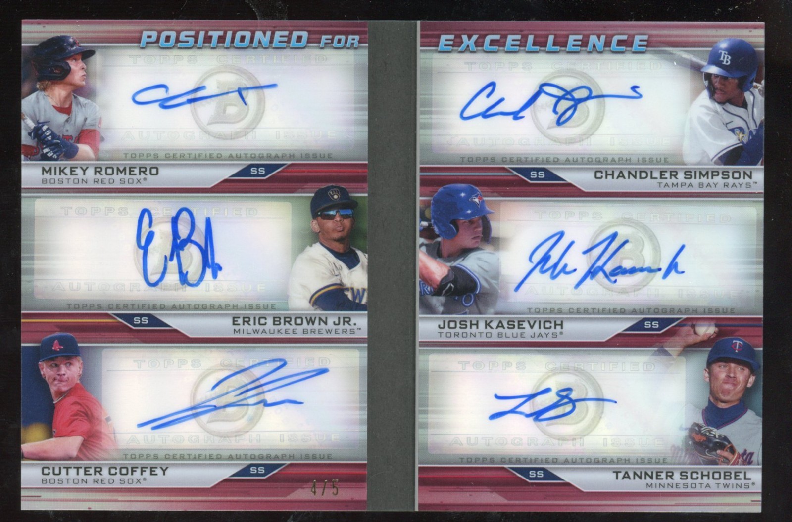 Romero Brown jr. Coffey Simpson 2022 Bowman Chrome Auto Book #d /5 Excellence
