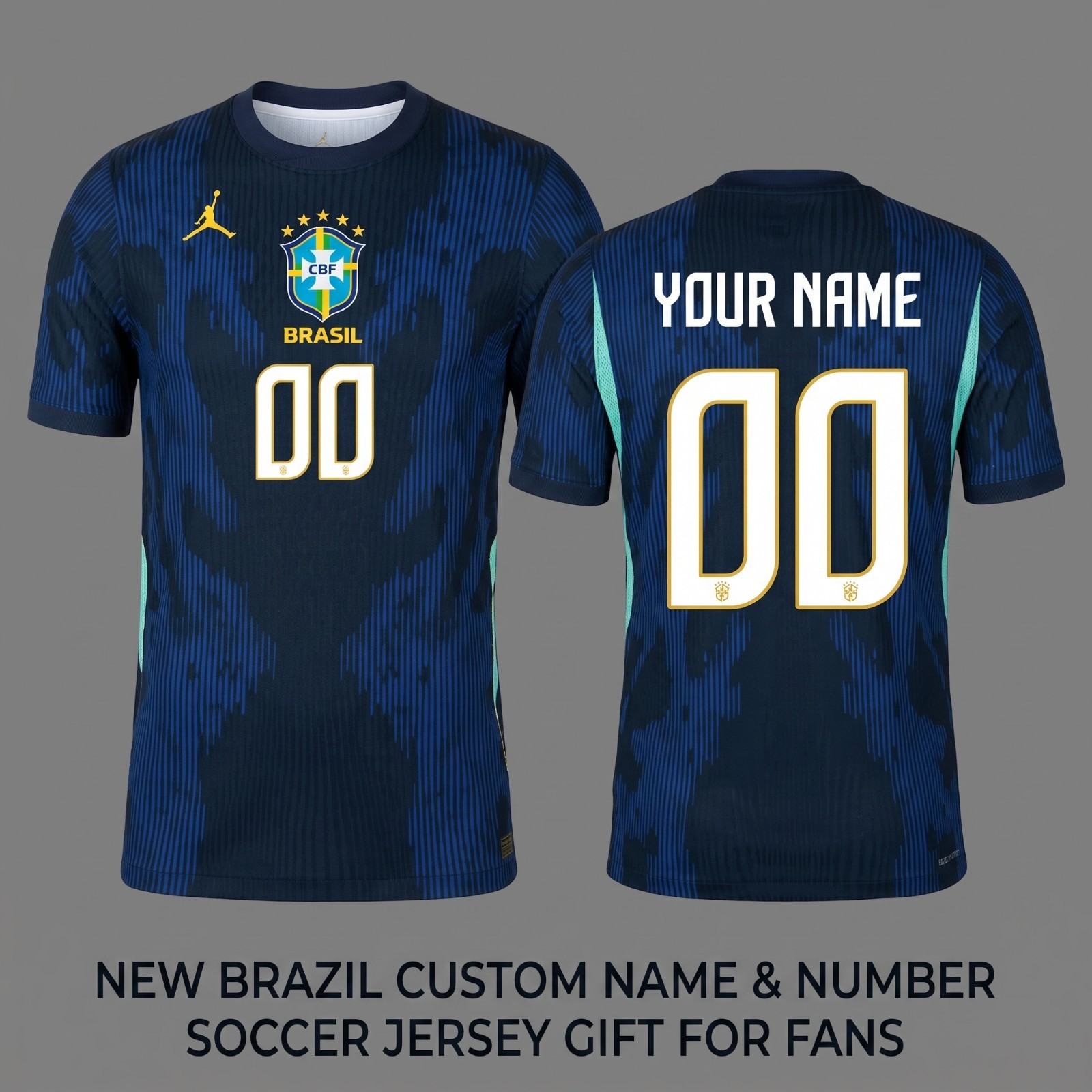 New Brazil Custom Name & Number Soccer Jersey Gift For Fans All Size RM701