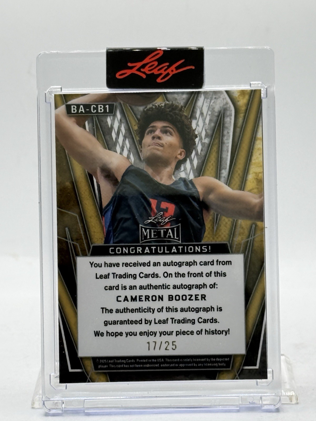 2025 Leaf Metal Prismatic Silver #BA-CB1 CAMERON BOOZER (AUTO #’d / 25) DUKE