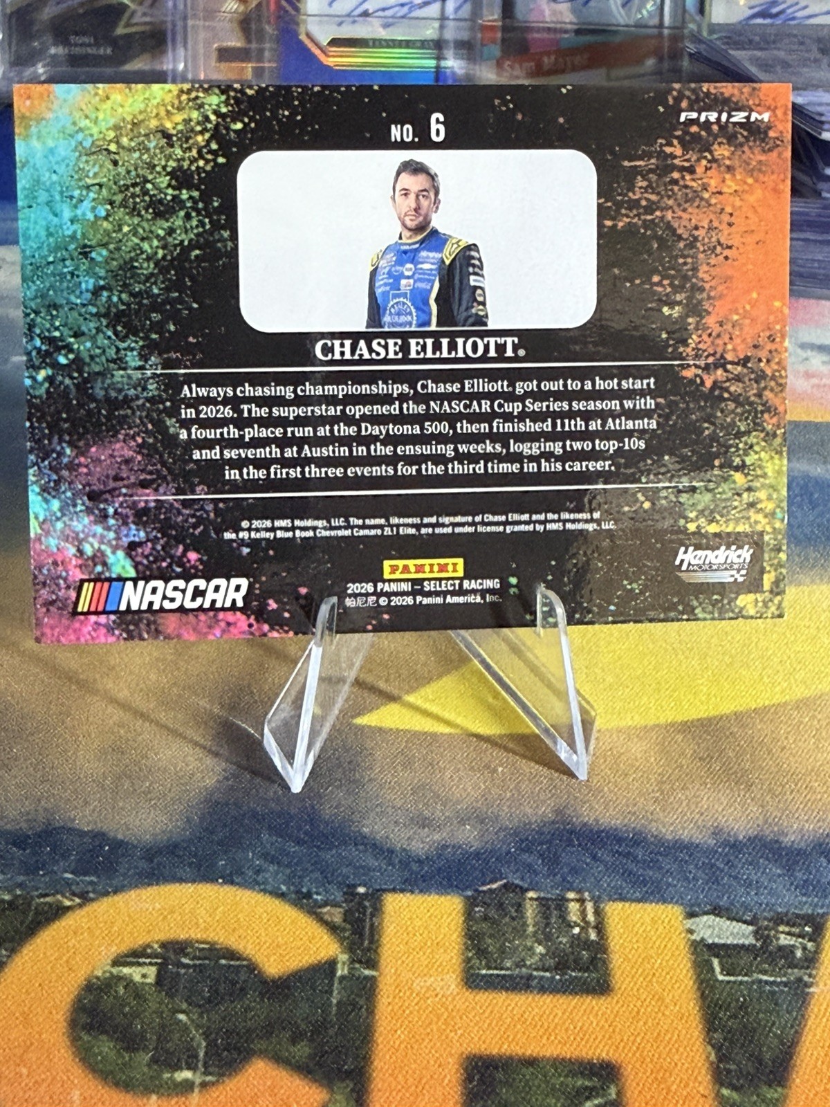 2026 Panini Select NASCAR No. 6 Chase Elliott Black Color Blast Case Hit SSP
