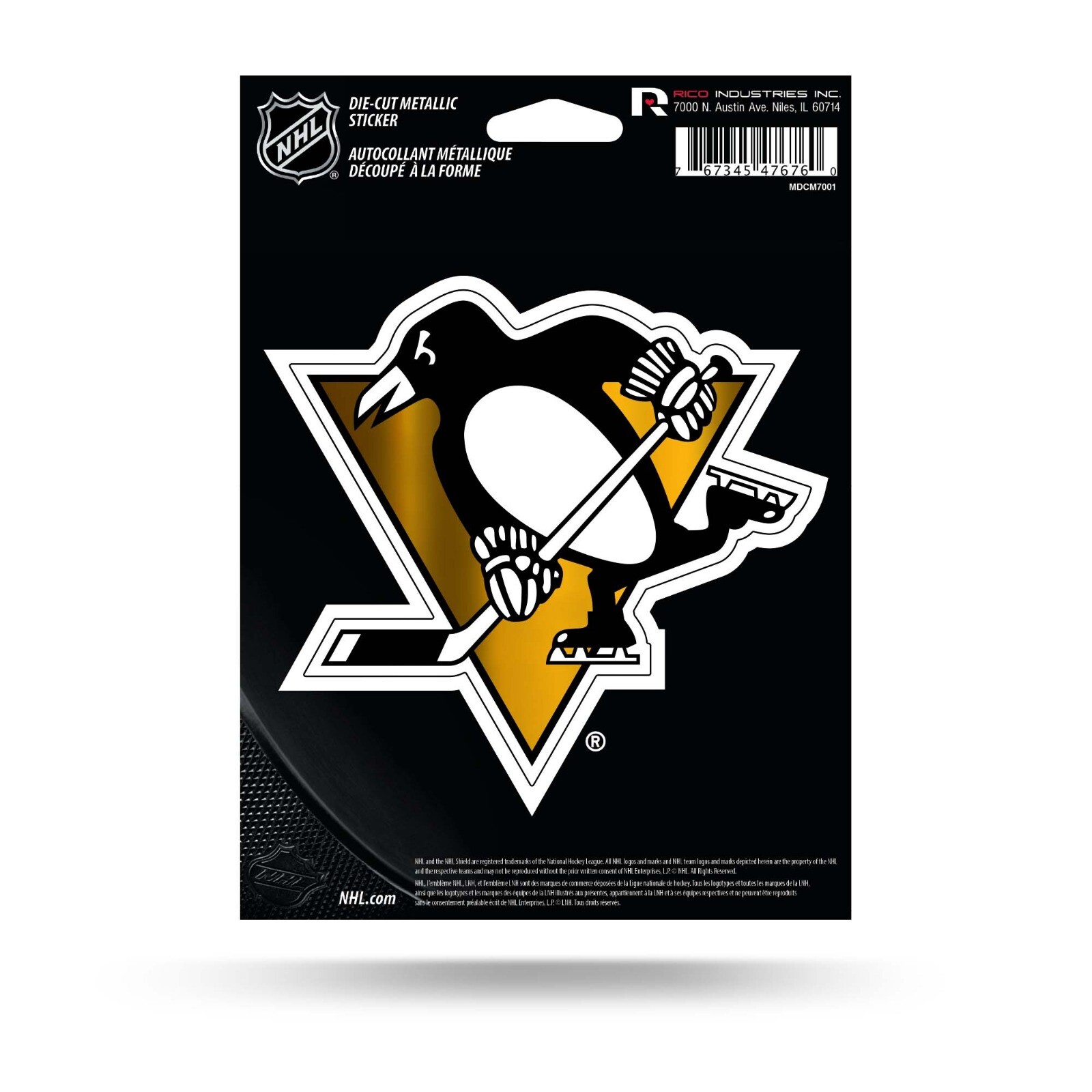 Pittsburgh Penguins Logo Metallic Die-Cut Decal 5×5 Inches Free Ship Car Window