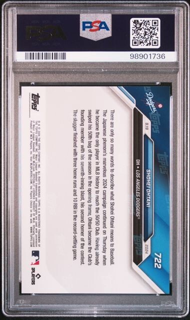 PSA 10 Shohei Ohtani 2024 MLB Topps Now Card # 722 (FIRST 50/50 PLAYER EVER)