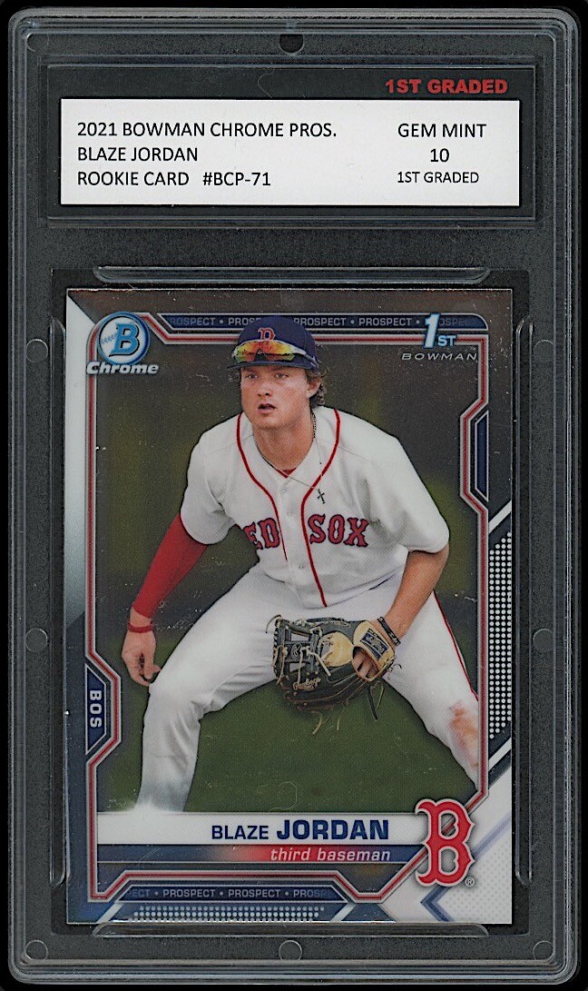 BLAZE JORDAN 2021 BOWMAN CHROME PROSPECTS Topps 1ST GRADED 10 ROOKIE CARD BOSTON