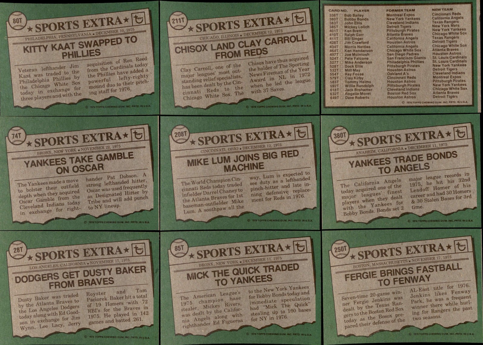 1976 Topps Traded Baseball Complete Your Set #27T-649T You Pick!