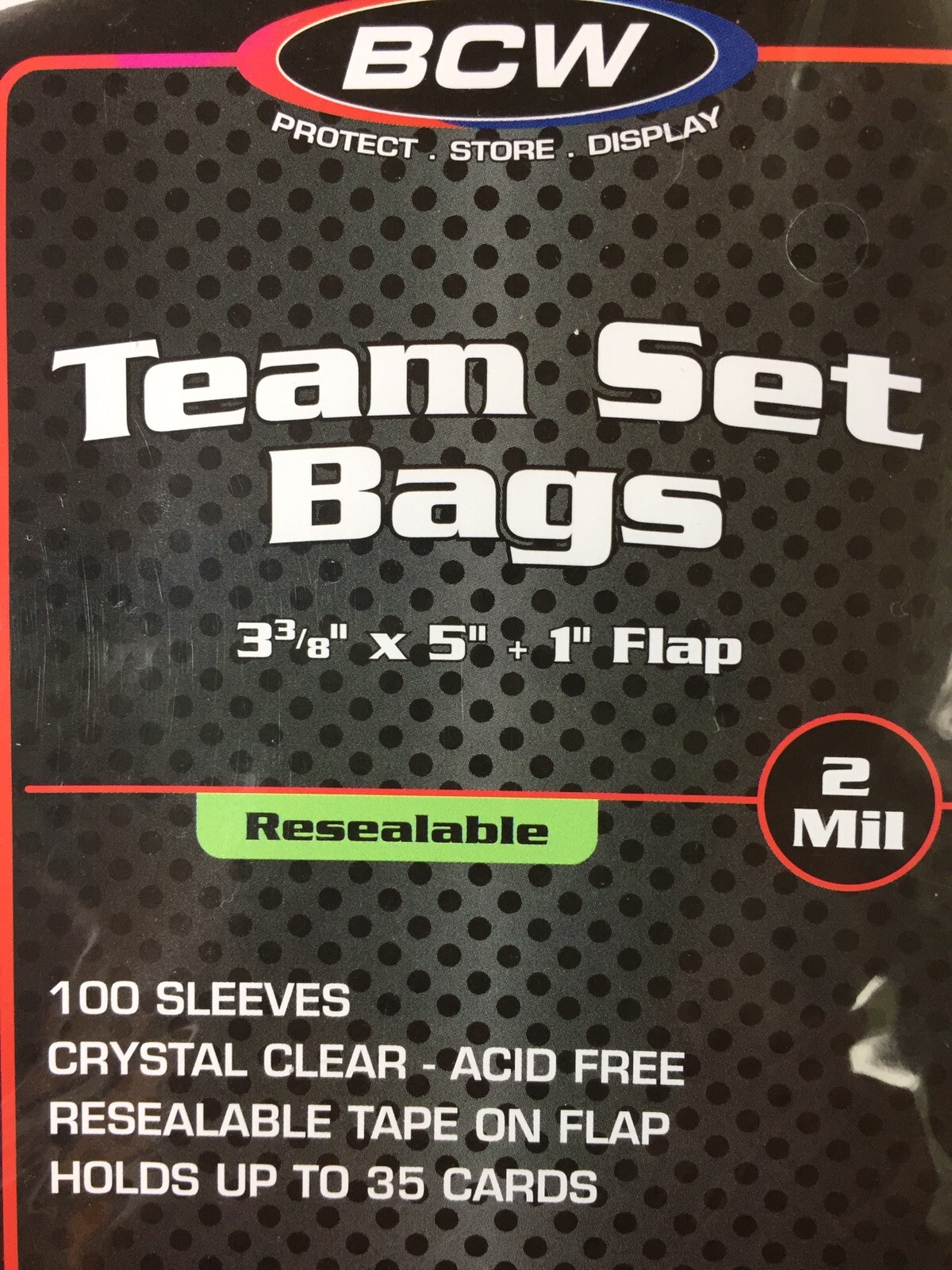 100 BCW TEAM SET BAGS for SPORTS CARDS 1 Pack of 100 TEAM BAGS Clear / Acid Free