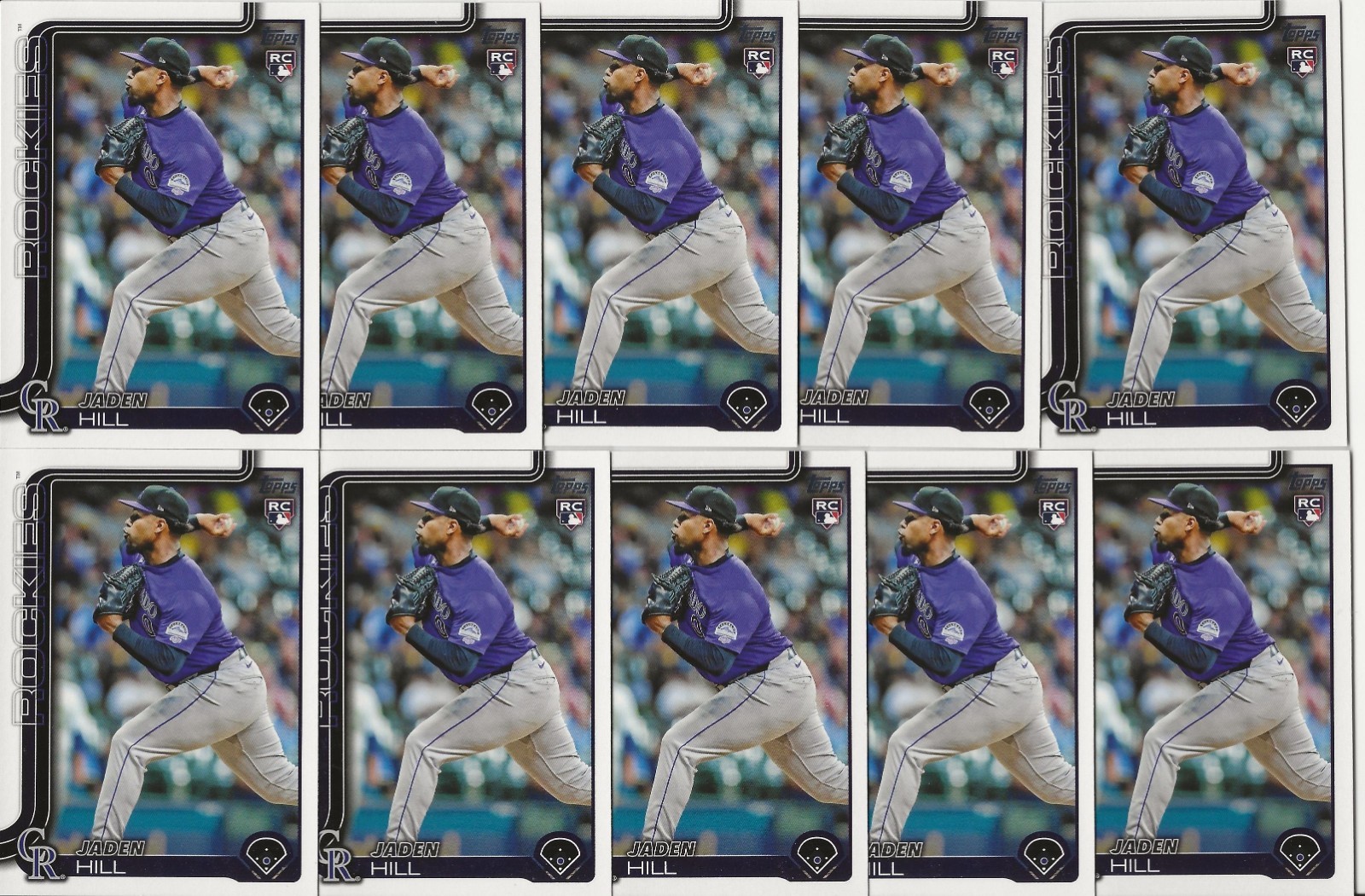 (10) 2025 Topps Series 2 JADEN HILL Base Rookie Card LOT (x10) Rockies RC #556