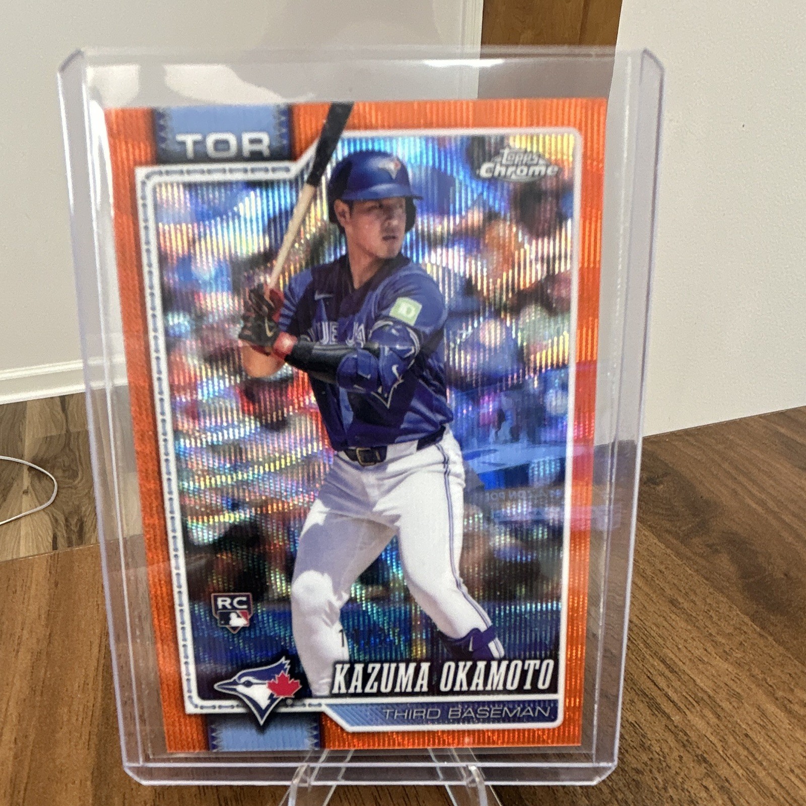 Topps Chrome 2025 Kazuma Okamoto Orange wave 11/25 RC #7B Toronto Blue Jays