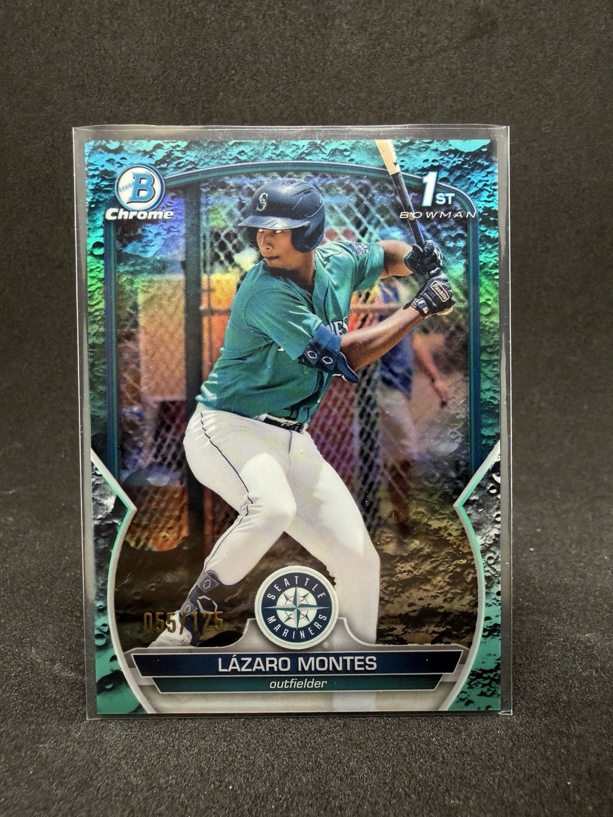 2023 Bowman Chrome 1st Lazaro Montes Auqa Shimmer /125 BCP-58 COLOR MATCH