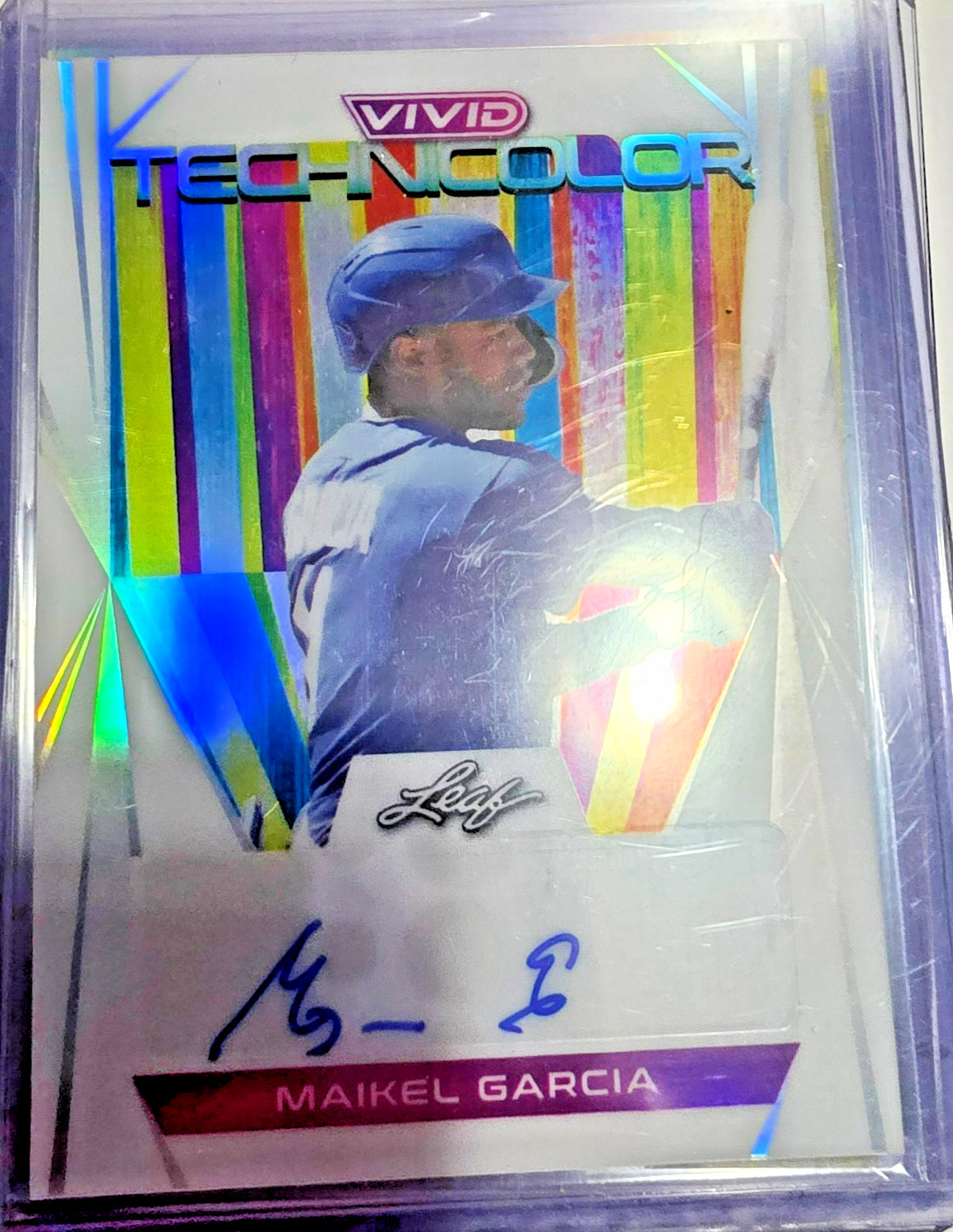 2022 LEAF VIVID WHITE MIRROR TECHNICOLOR #T-MG1 MAIKEL GARCIA RC AUT0 7/25