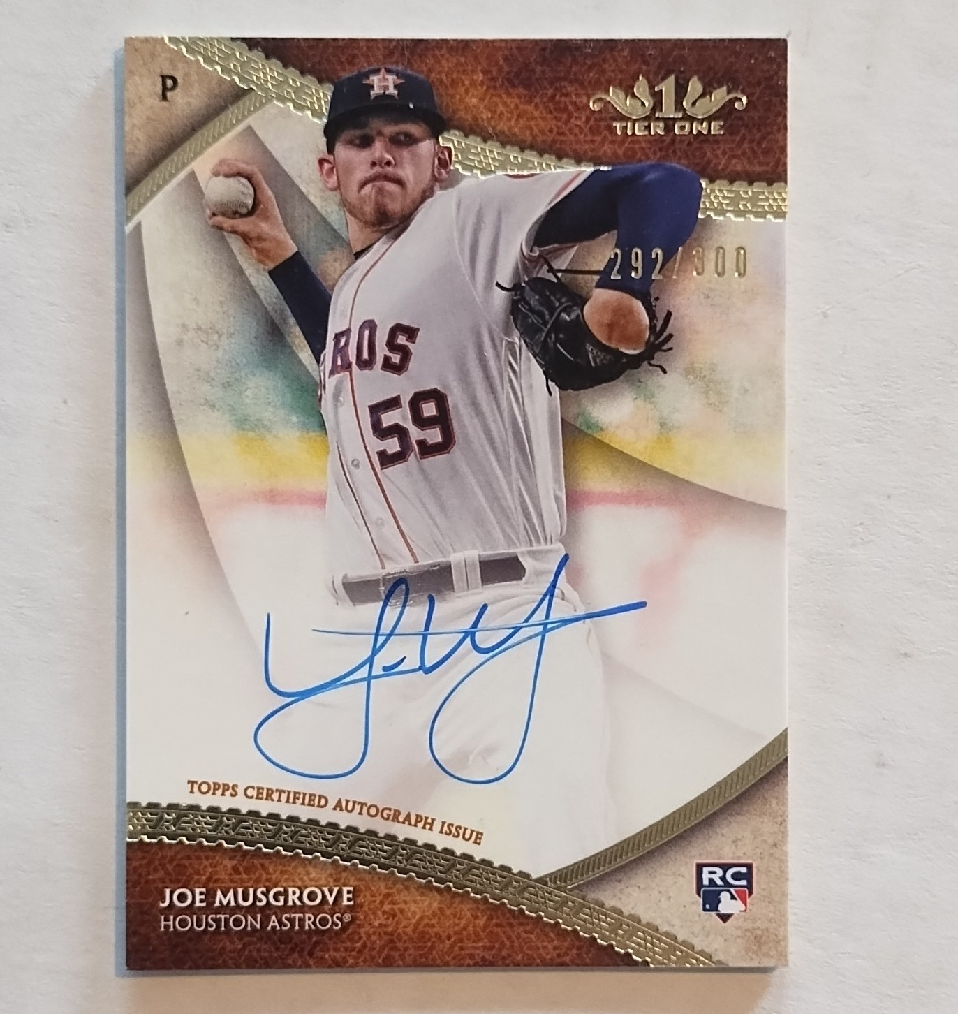 Topps 2017 Tier One Breakout Autographs Joe Musgrove Astros RC Auto BOA-JM /300