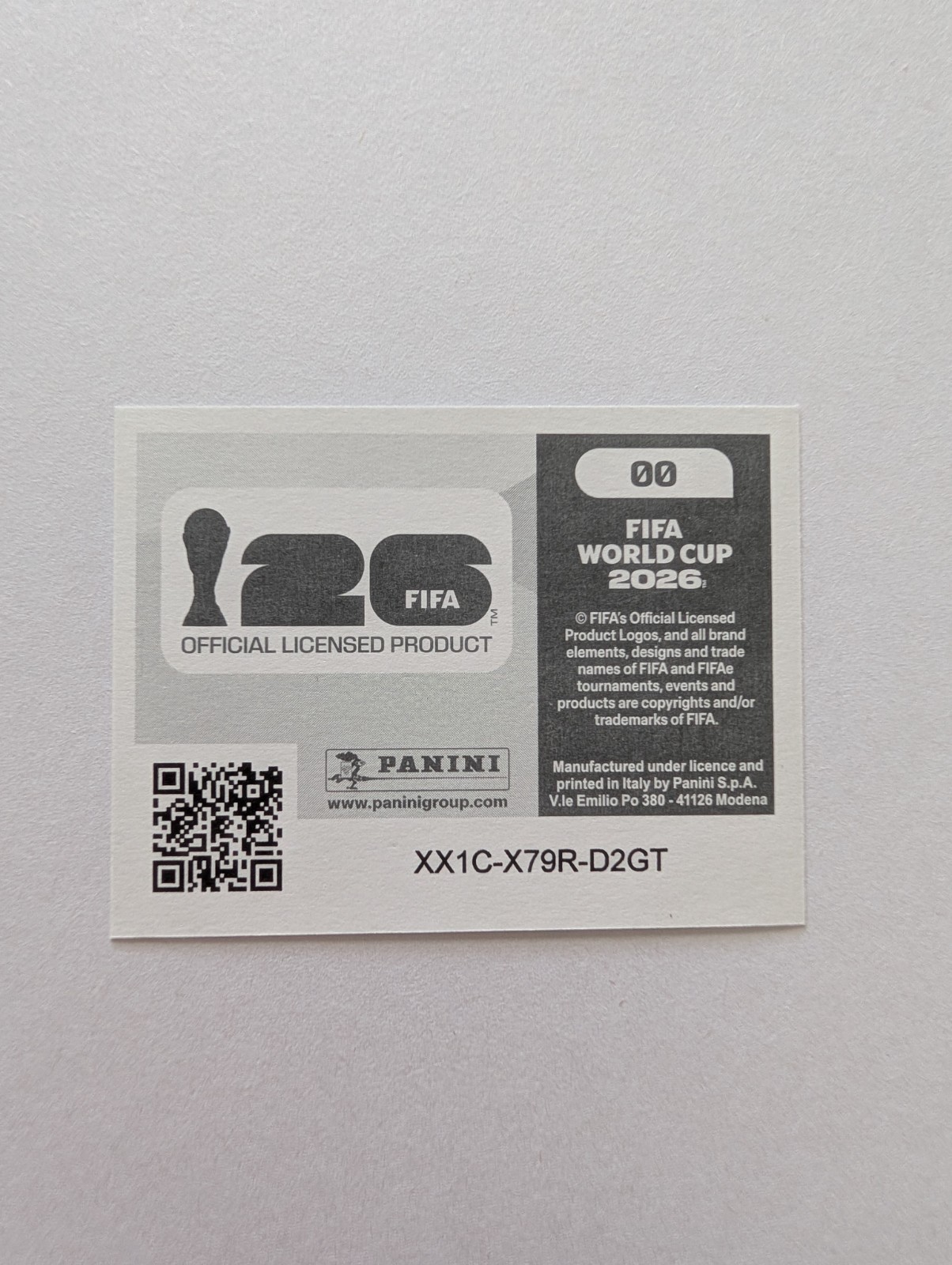 2026 Panini World Cup Sticker Panini Logo #00 Factory Error Miss-Cut Foil