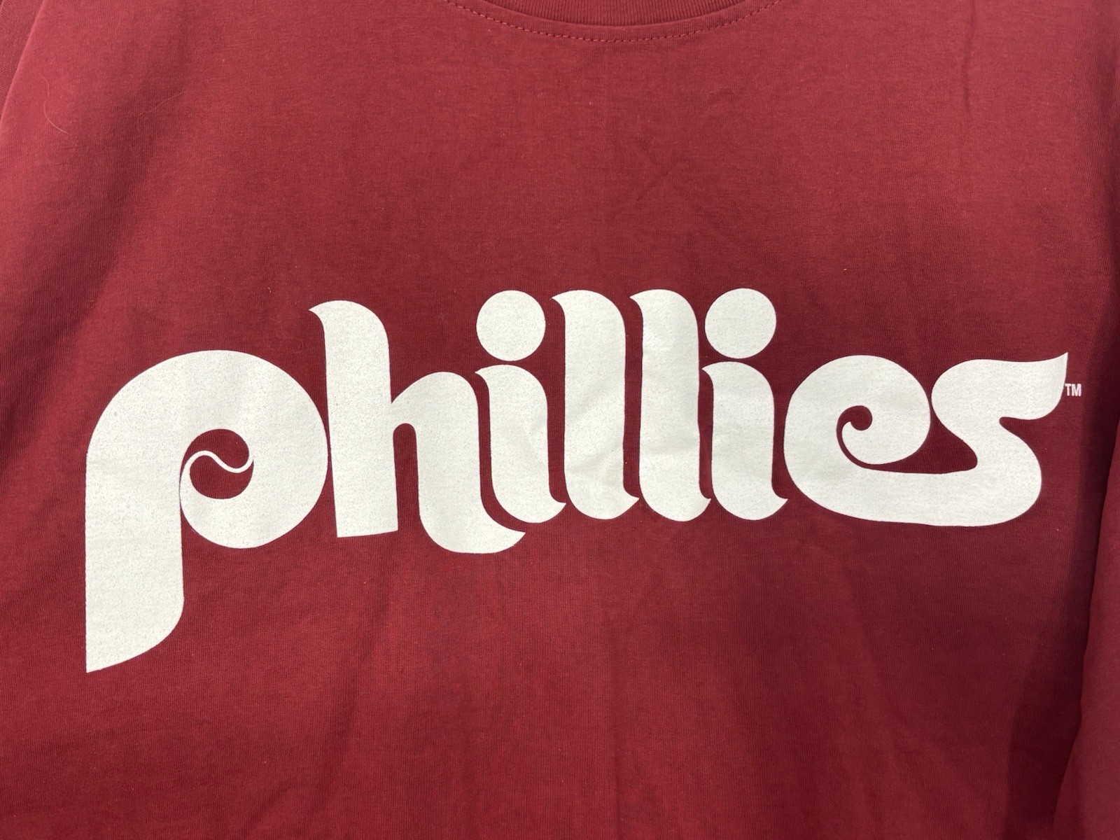 Philadelphia Phillies Shirt Throwback Maroon Men’s Large TALL Retro Vintage NEW