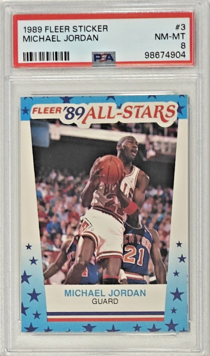 1989 Fleer Sticker Michael Jordan #3 PSA 8 NM-MT Chicago Bulls HOF GOAT